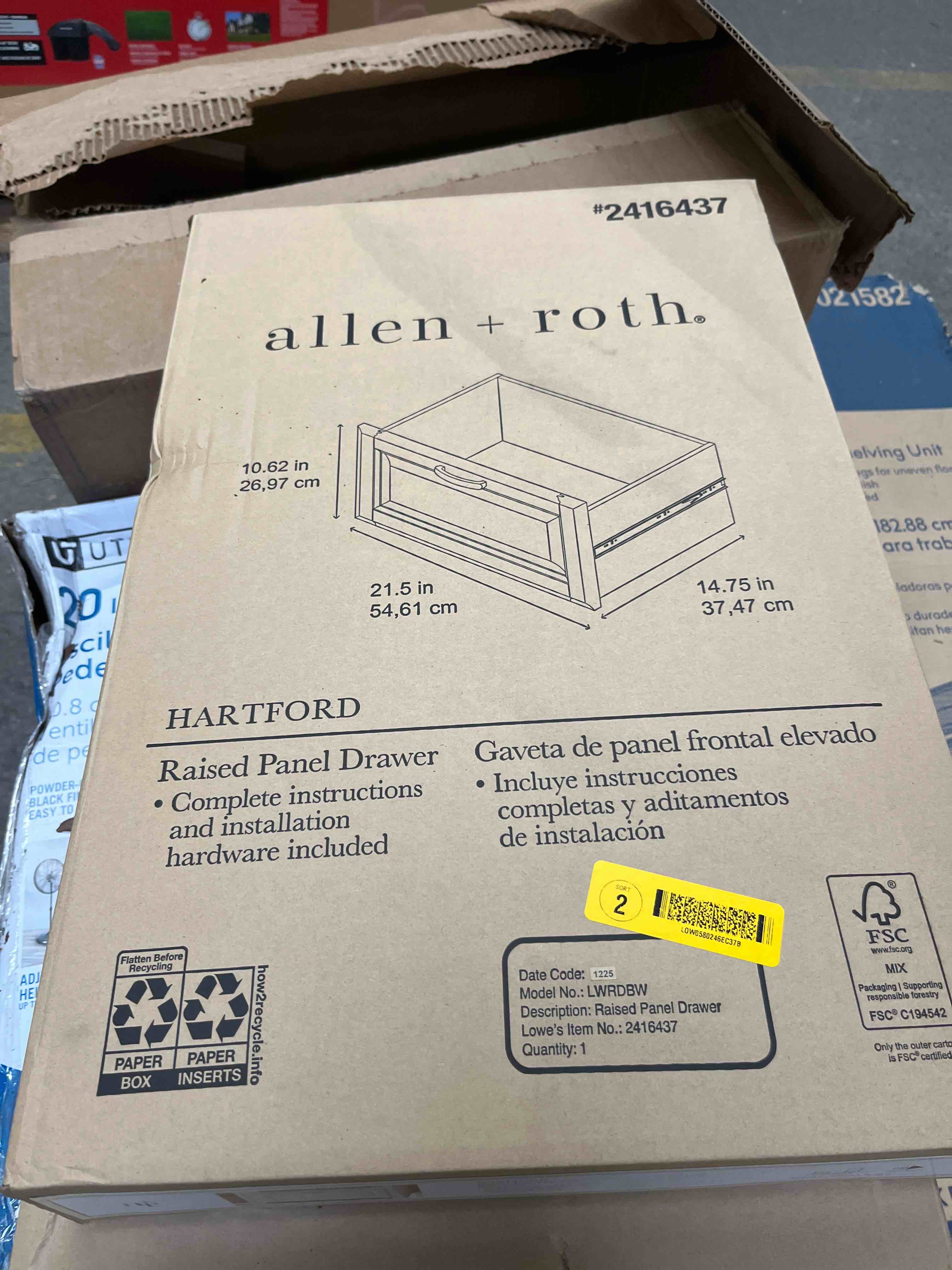 allen + roth raised panel drawer white