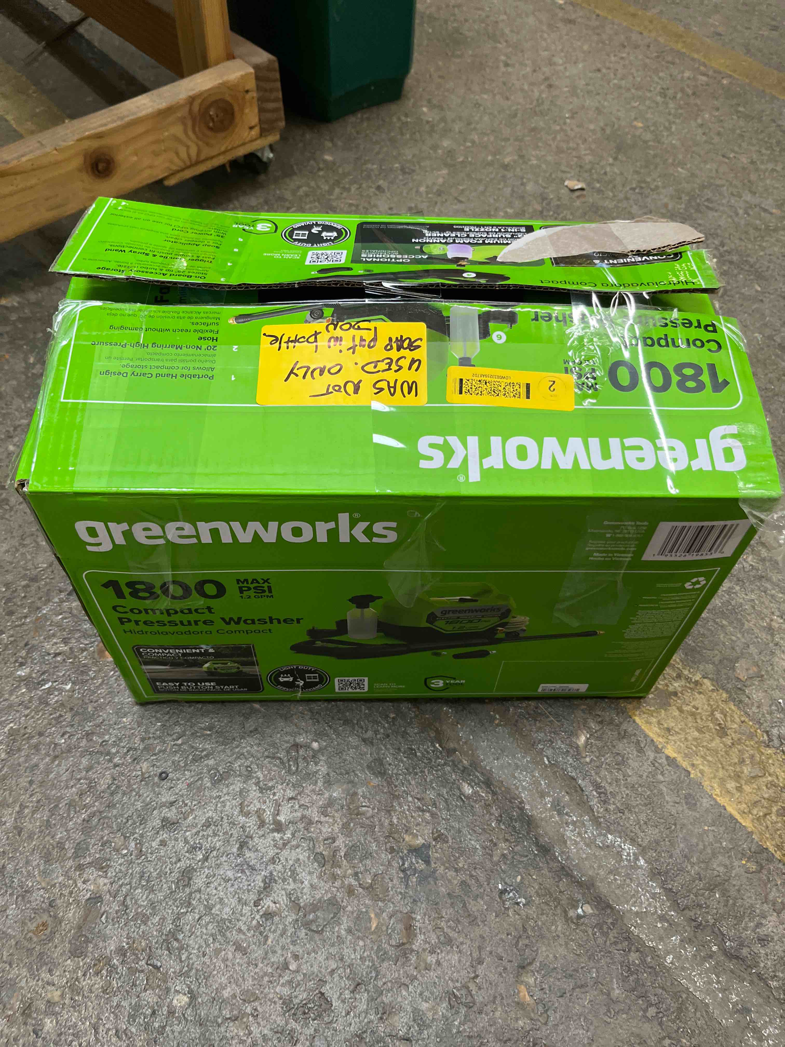 greenworks 1800 psi pressure washer 