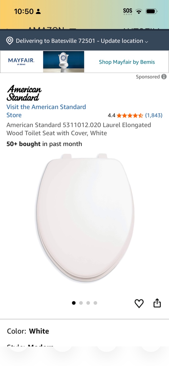 Condition photo showing Good Condition for american standard 5311012.020 laurel toilet seat, white