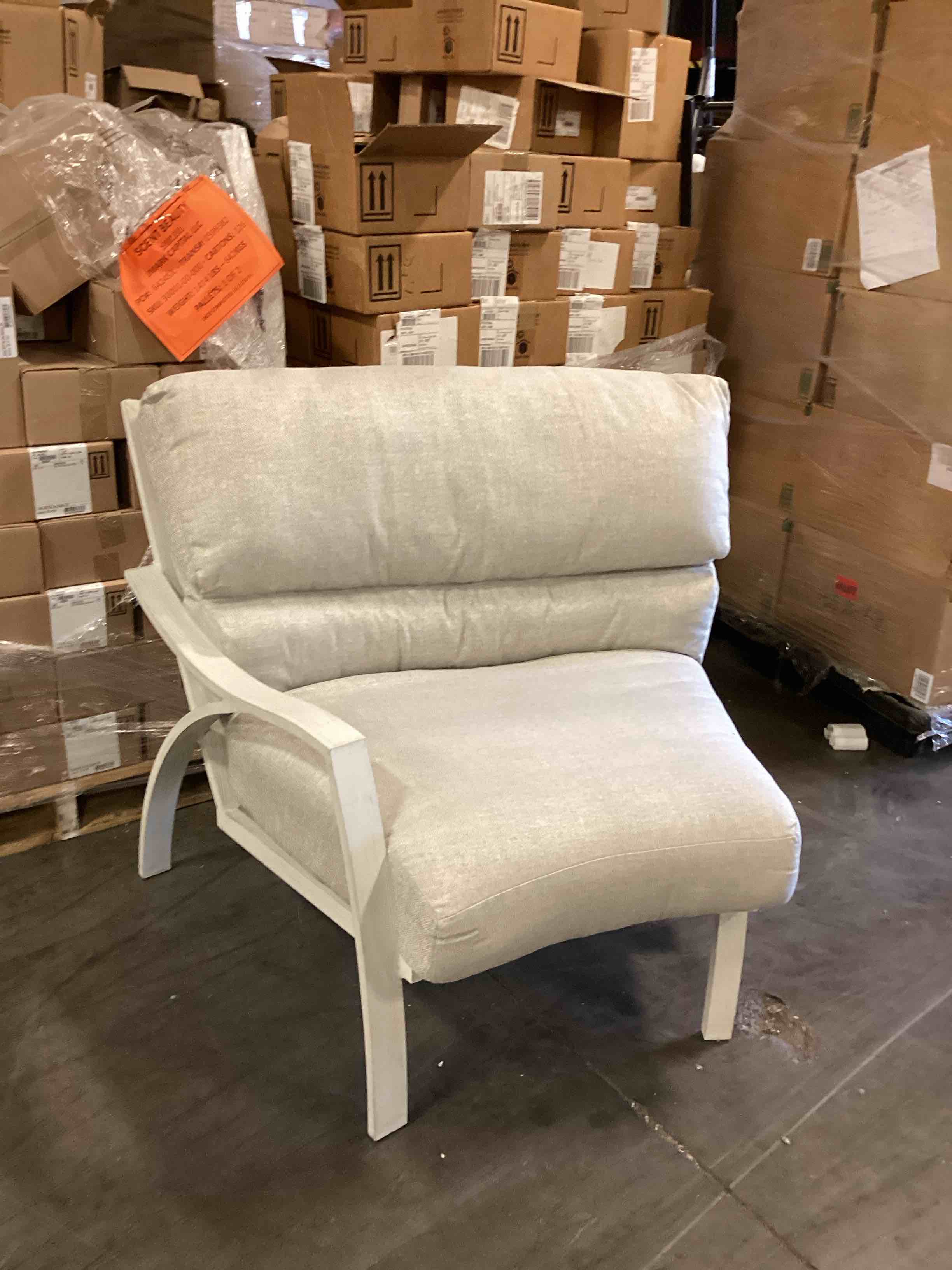Sectional Right Arm Wicker Piece in Old White Wood