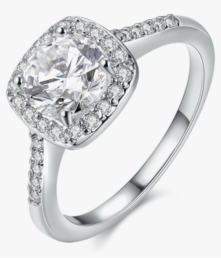 Size 10 Sterling Silver Plated Cubic Zirconia Woman’s Ring