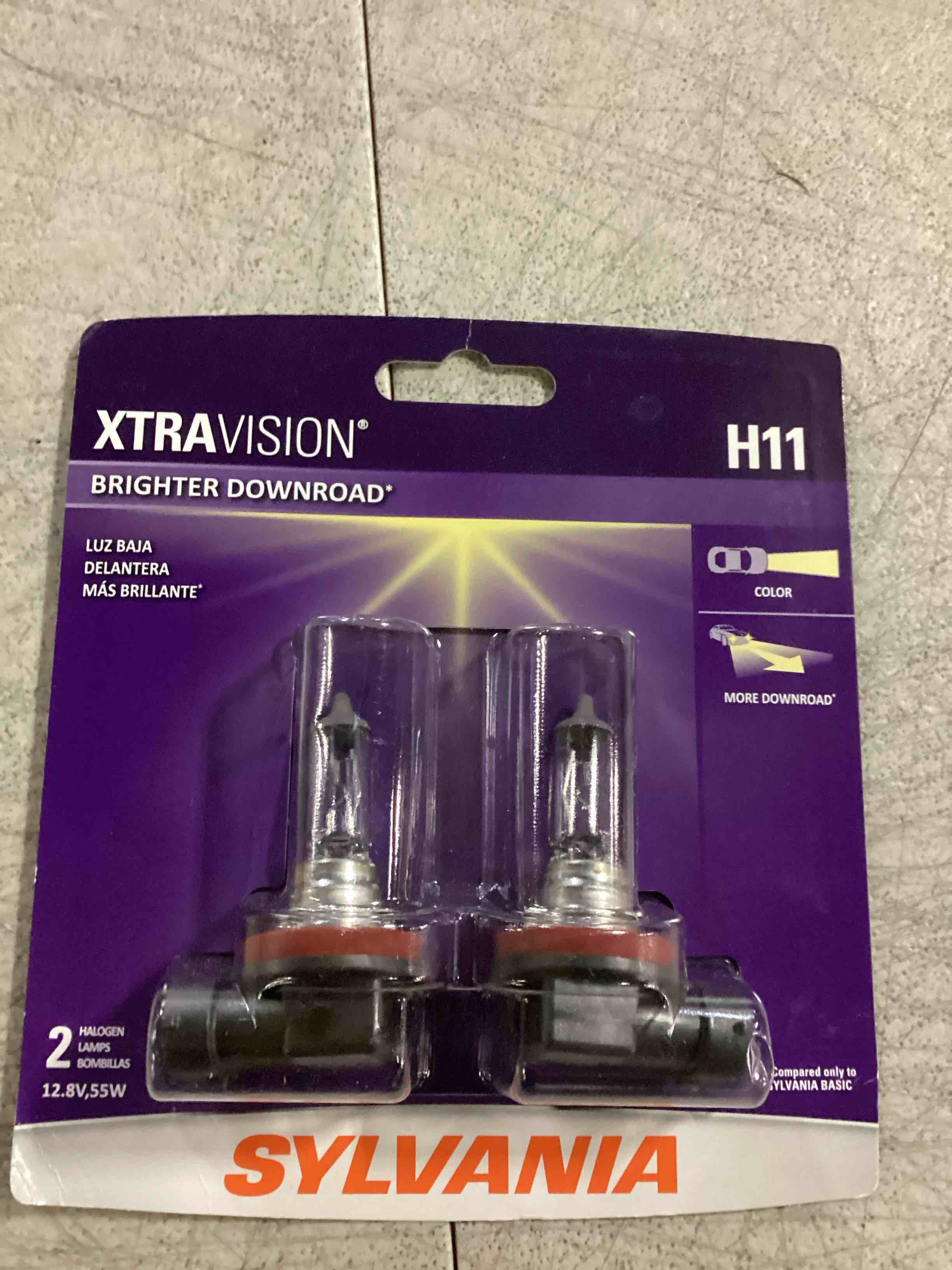 Sylvania H11 XtraVision Halogen Headlight Bulbs (2 Pack) - High Performance, H11XV.BP2