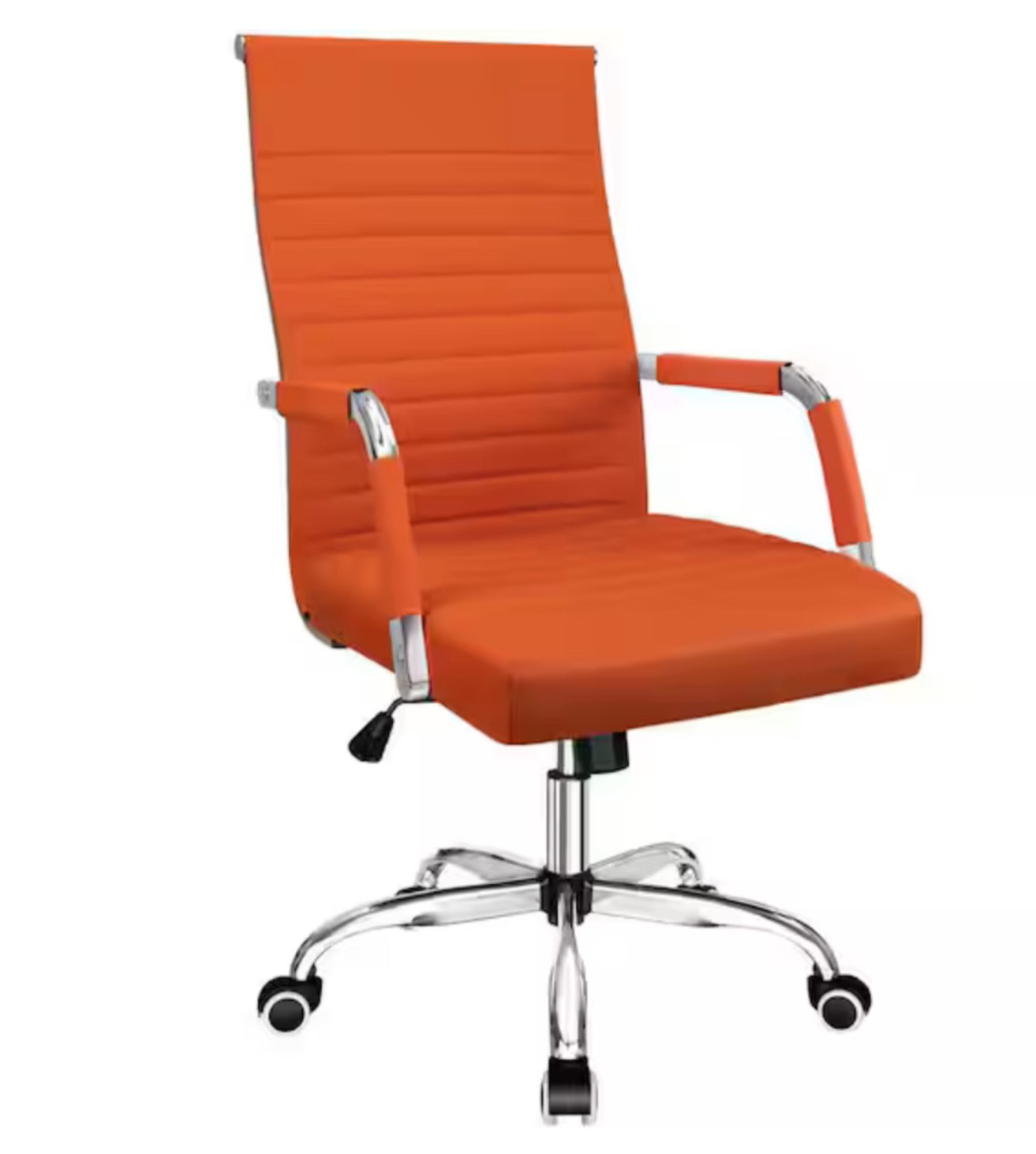 Orange Ribbed Office Mid-Back PU Leather Executive Task Chair with Arms