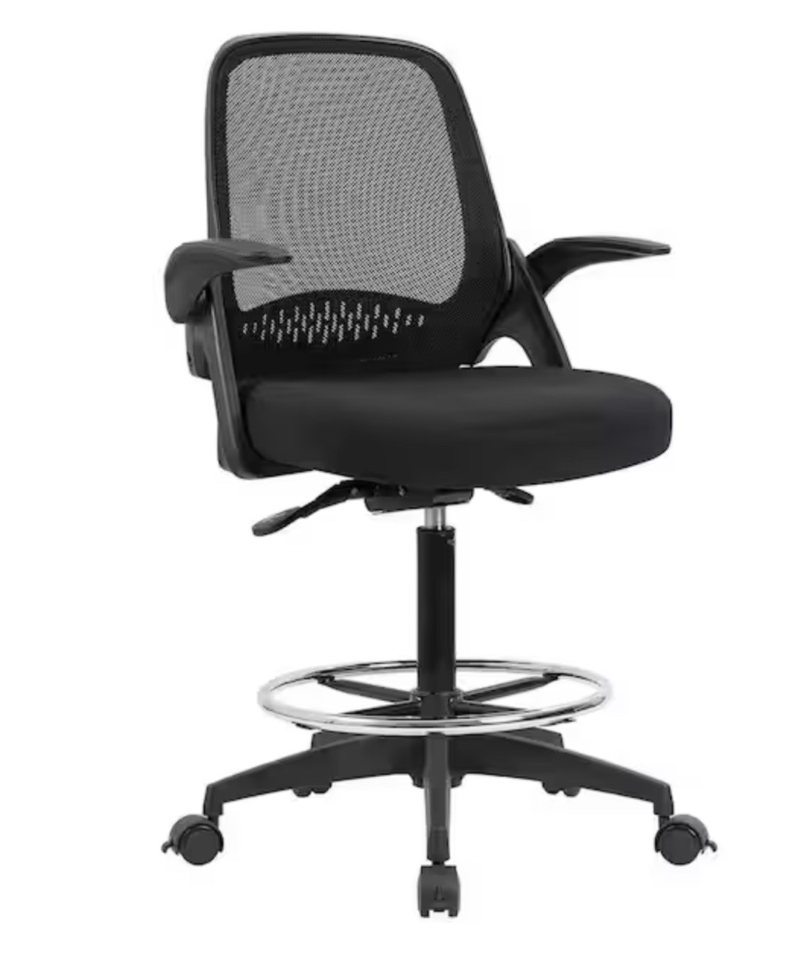 LACOO Black Drafting Chair Tall Office Chair Executive Standing Desk Chair with Lockable Wheels and Adjustable Footrest Ring