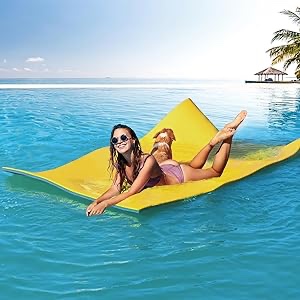 CTSC Floating Mat - Lily Pad Floating Mat - Water Mat - 15.7 x 15.7x64.2  Floating Mat for Lake, 3-Layer Tear-Resistant XPE Foam with Elastic Bungee Tether for Lake, Beach, Ocean, Pool