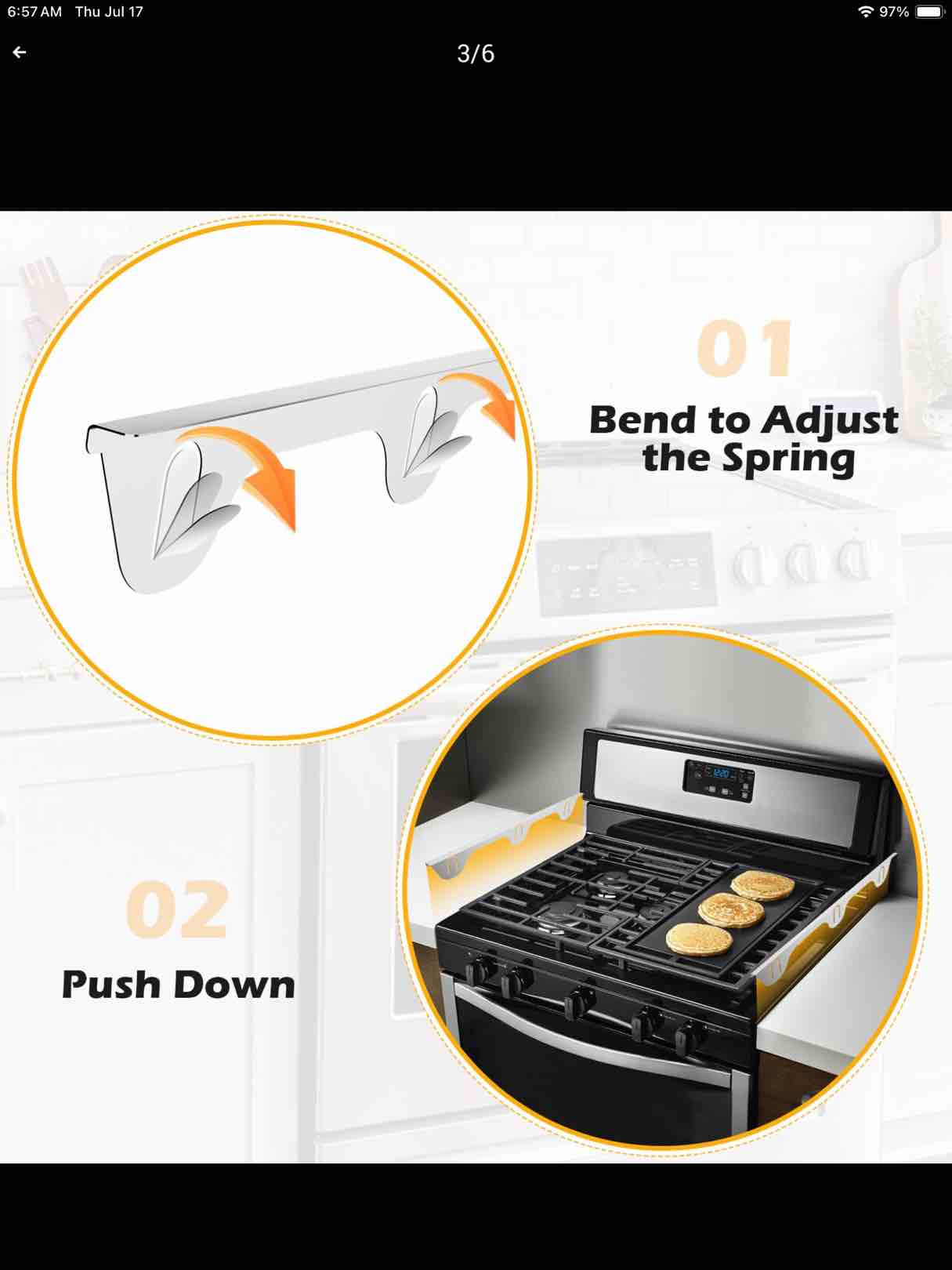 Stove Gap Filler Stove Gap Covers Stainless Steel stove gap filler- High-Quality, Attractive & Easy Installation (Silver,23.4"L, 0.74" W)