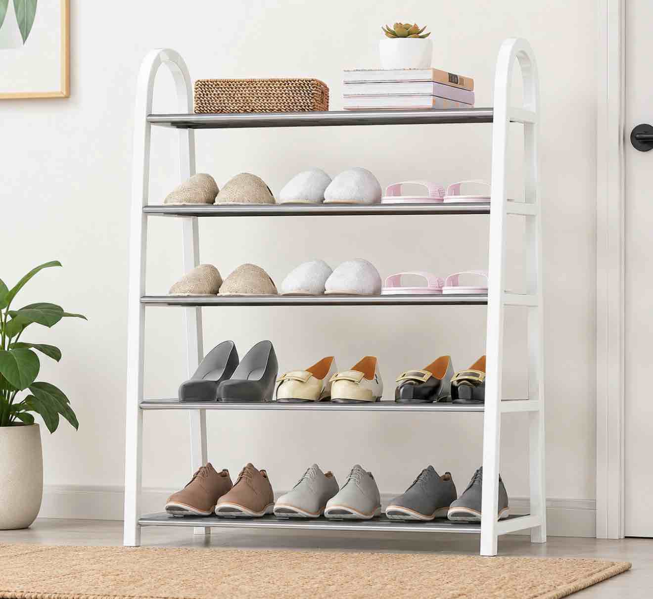 A-Shaped Shoe Rack 5 Layer White 