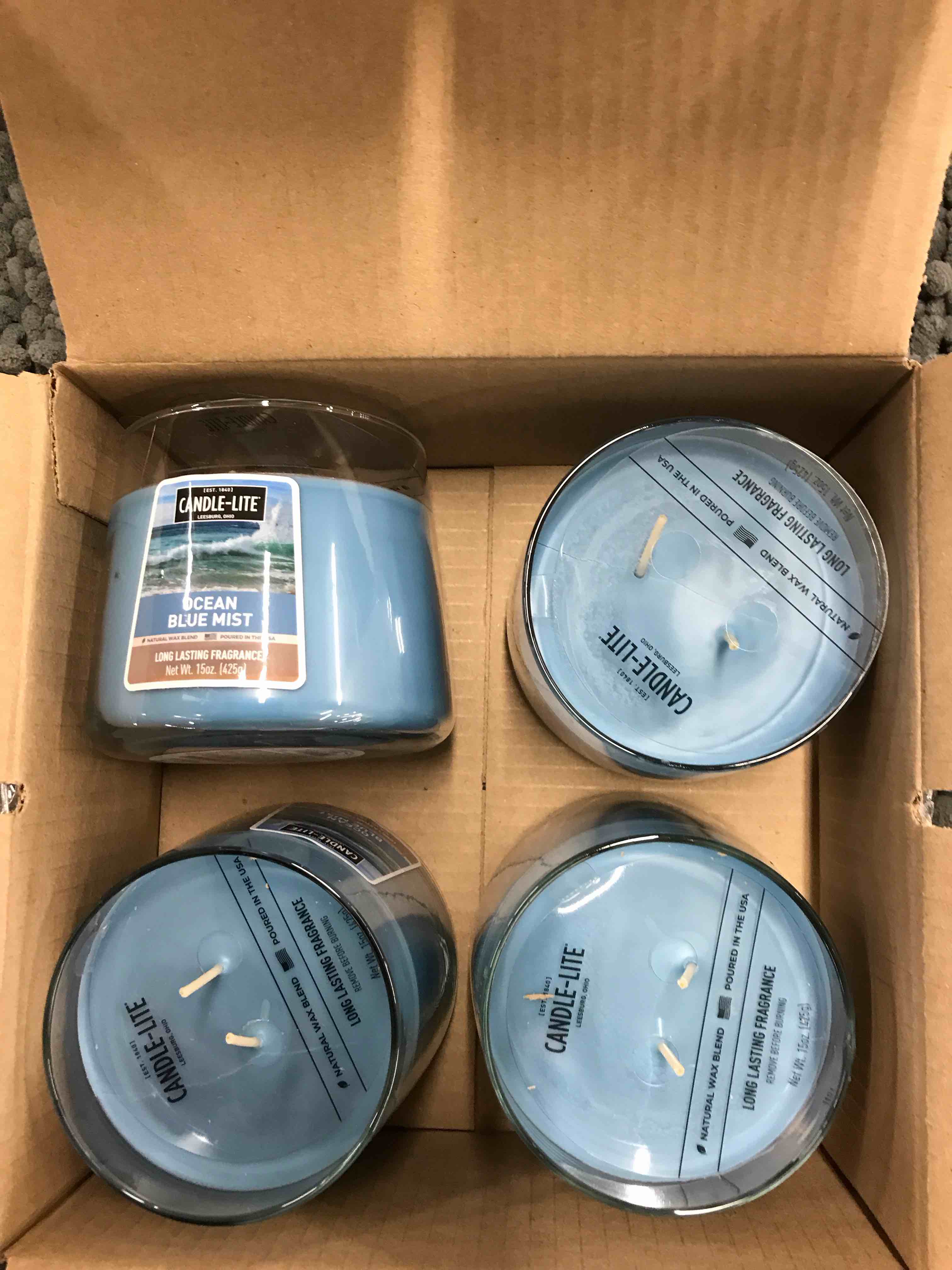 Candle -Lite Ocean Blue Mist Candles. Set of 4