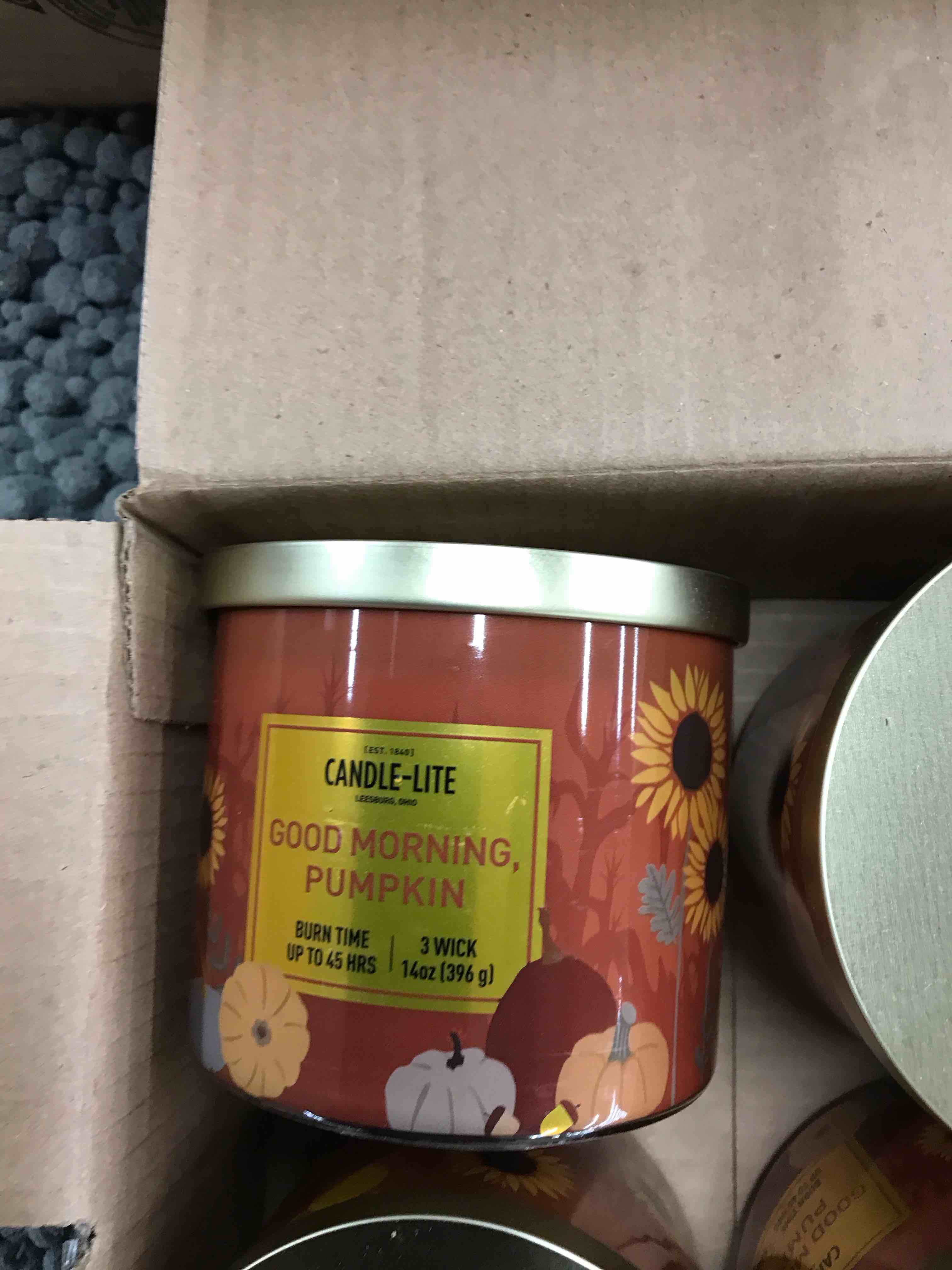 Condition photo showing Good Condition for Candle-Lite Good Morning Pumpkin Candles.    Set of 4
