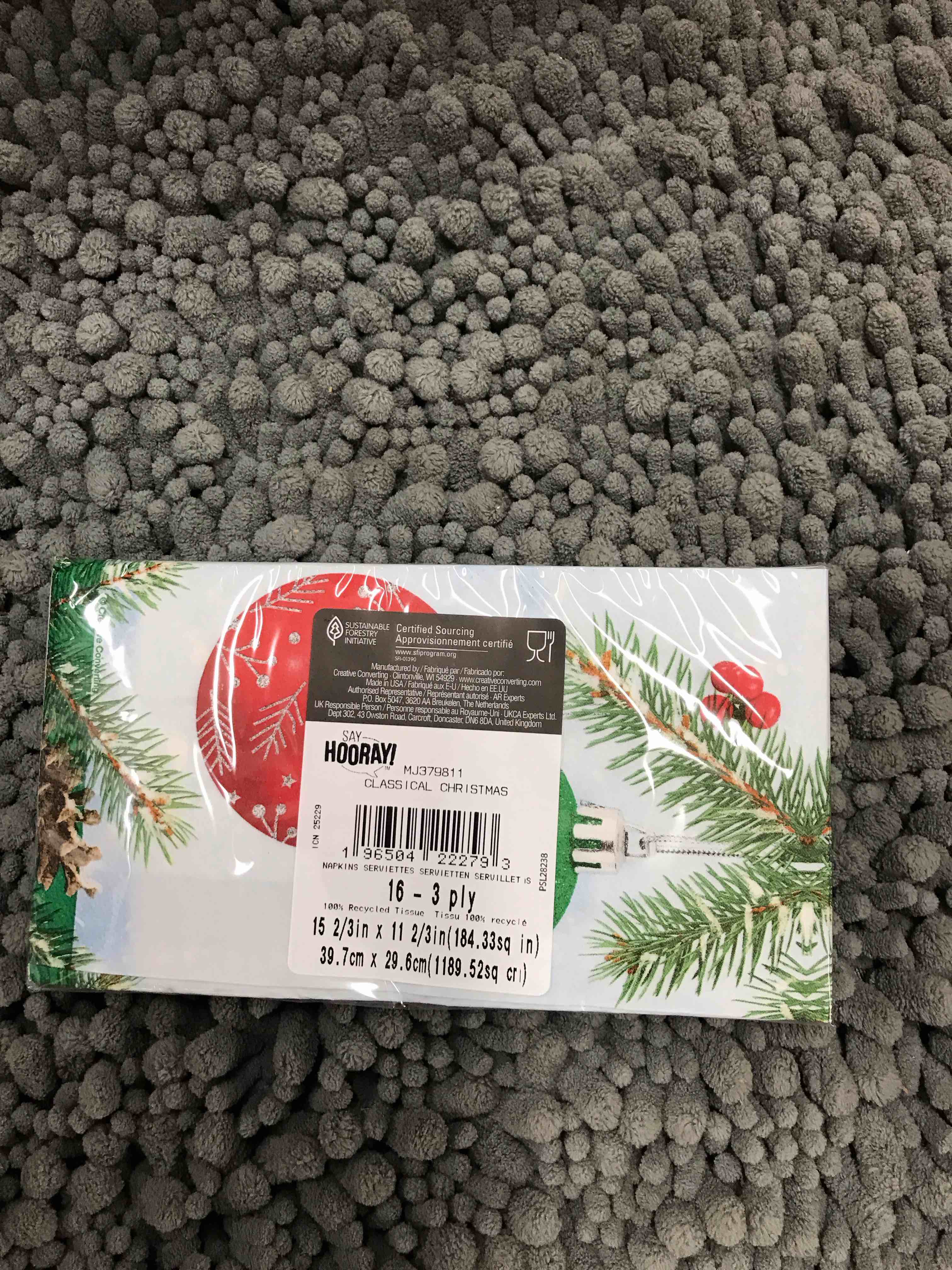 Condition photo showing New/Like New for 15 Sets of 16 Count Christmas Napkins 