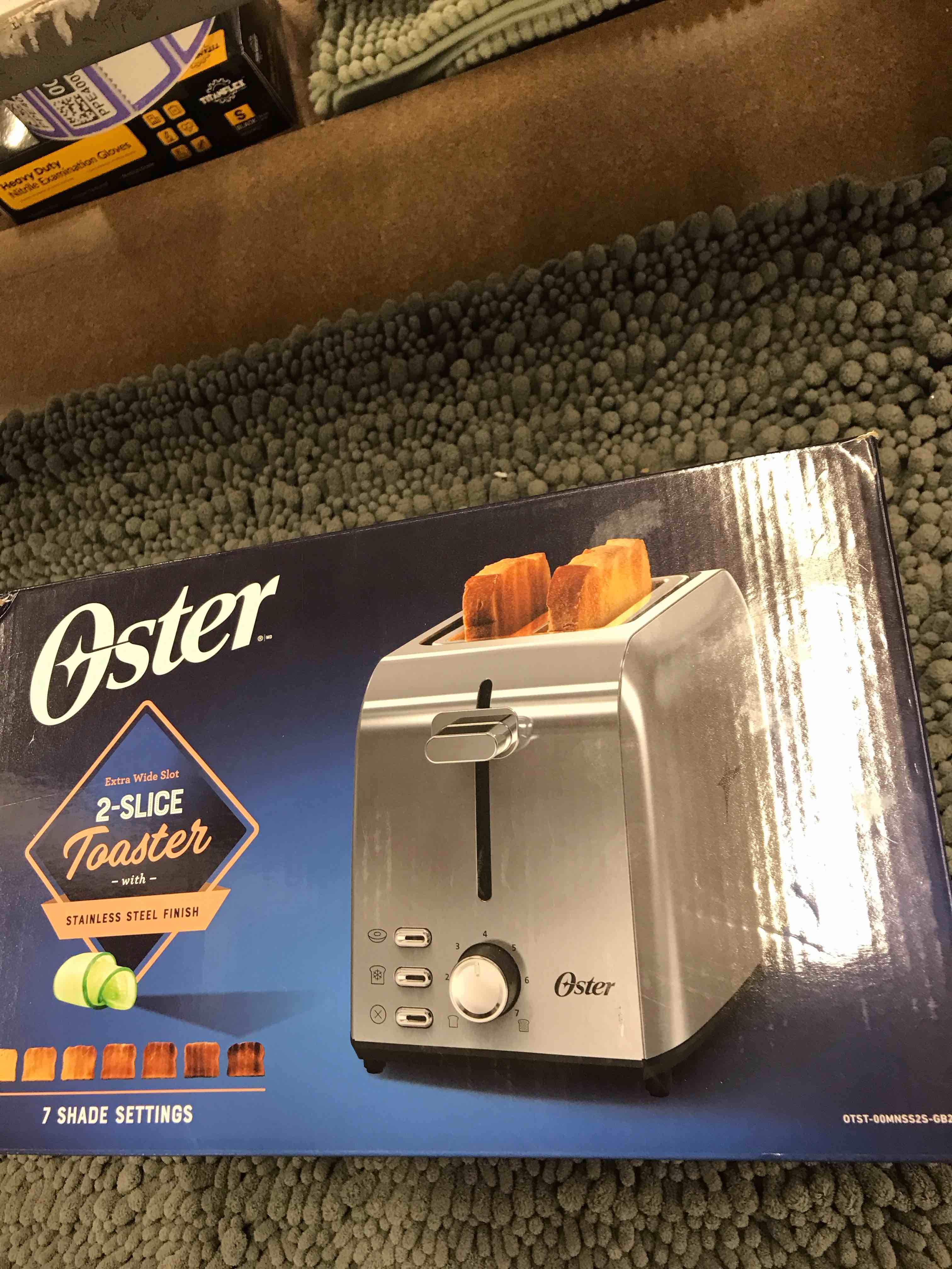 Condition photo showing As Is for Oster 2-Slice Toaster Stainless Steel With Extra-Wide Slots: Reheat & Bagel Functions, 800W, Spot Clean