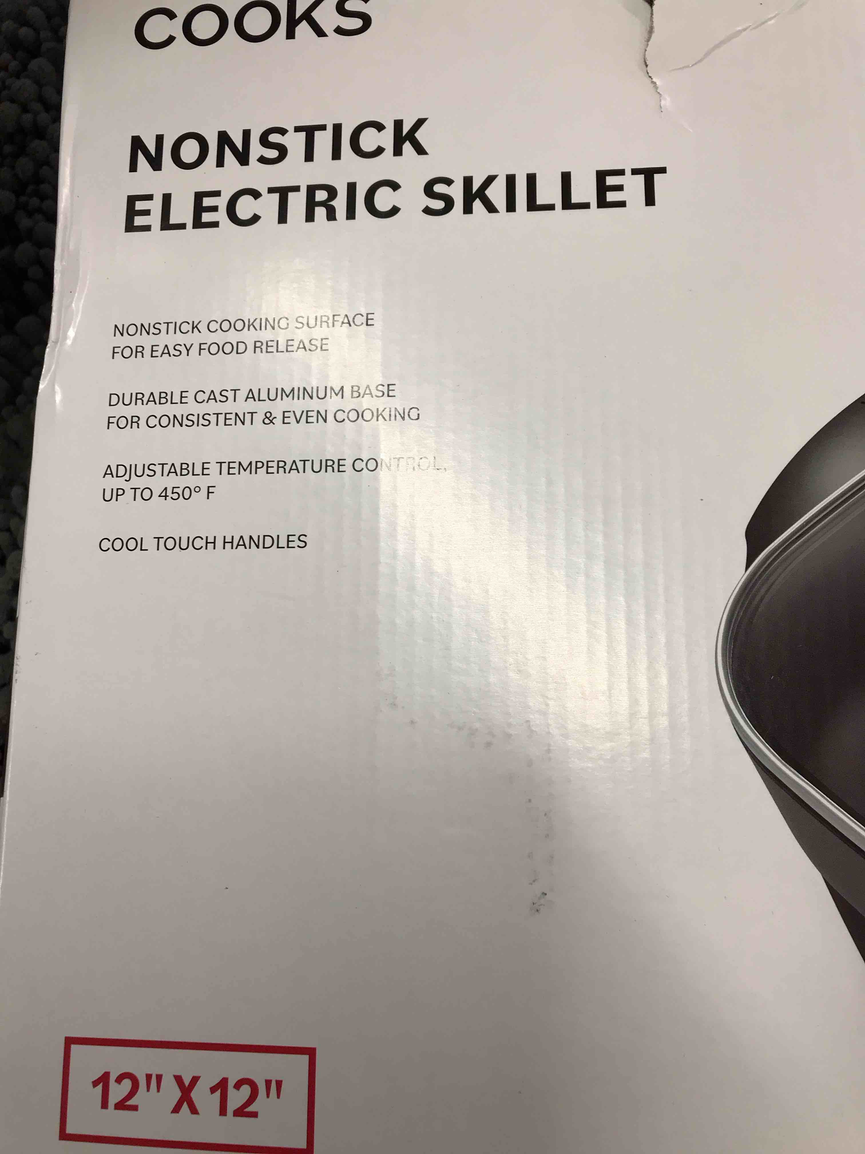 Condition photo showing As Is for cooks Nonstick Electric Skillet 