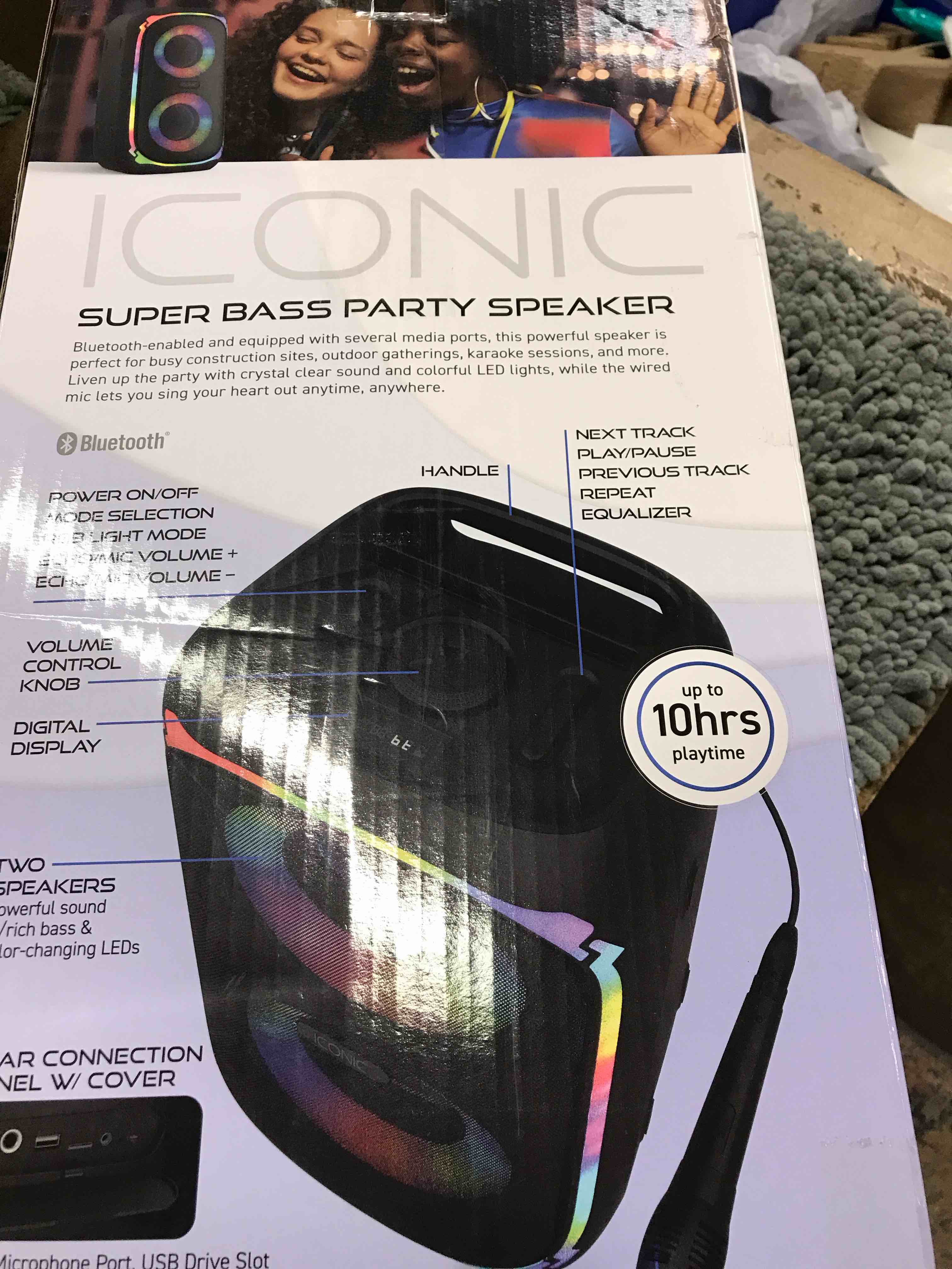 Condition photo showing As Is for Iconic Super Bass Party Speaker