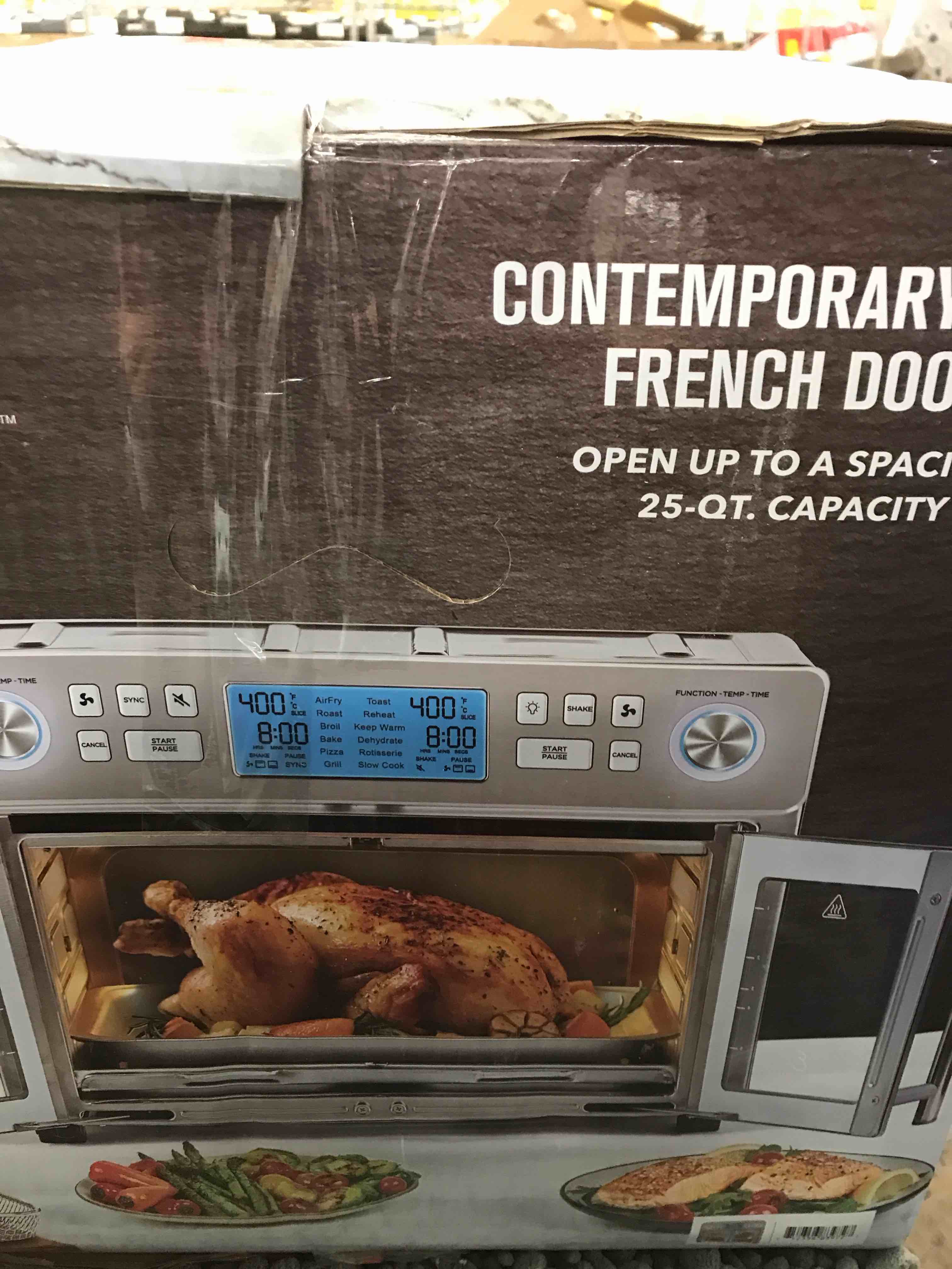 Condition photo showing As Is for Emeril Lagasse Dual Air Fryer Oven, Silver