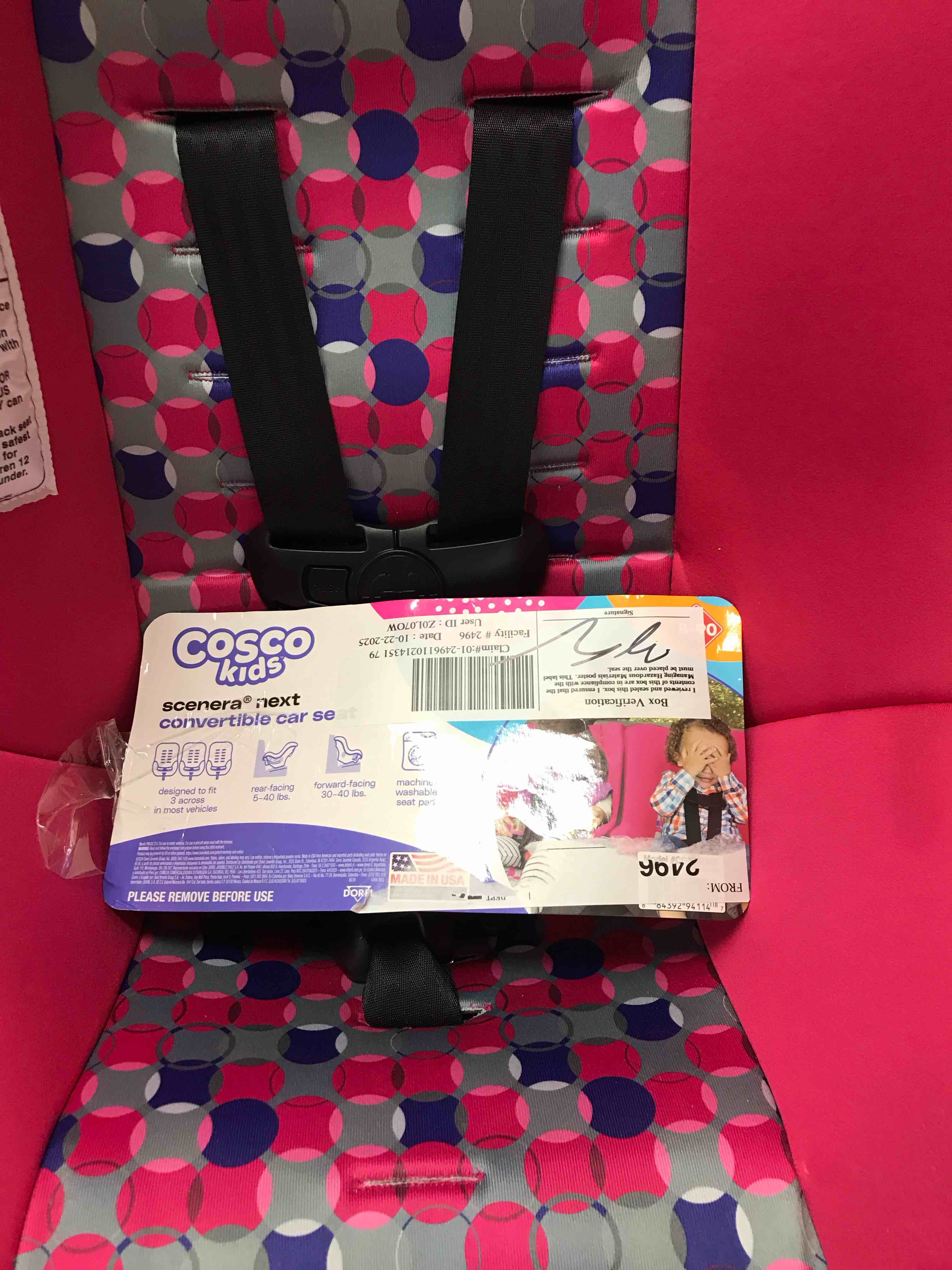 Condition photo showing As Is for Cosco Kids Scenera Next Convertible Car Seat