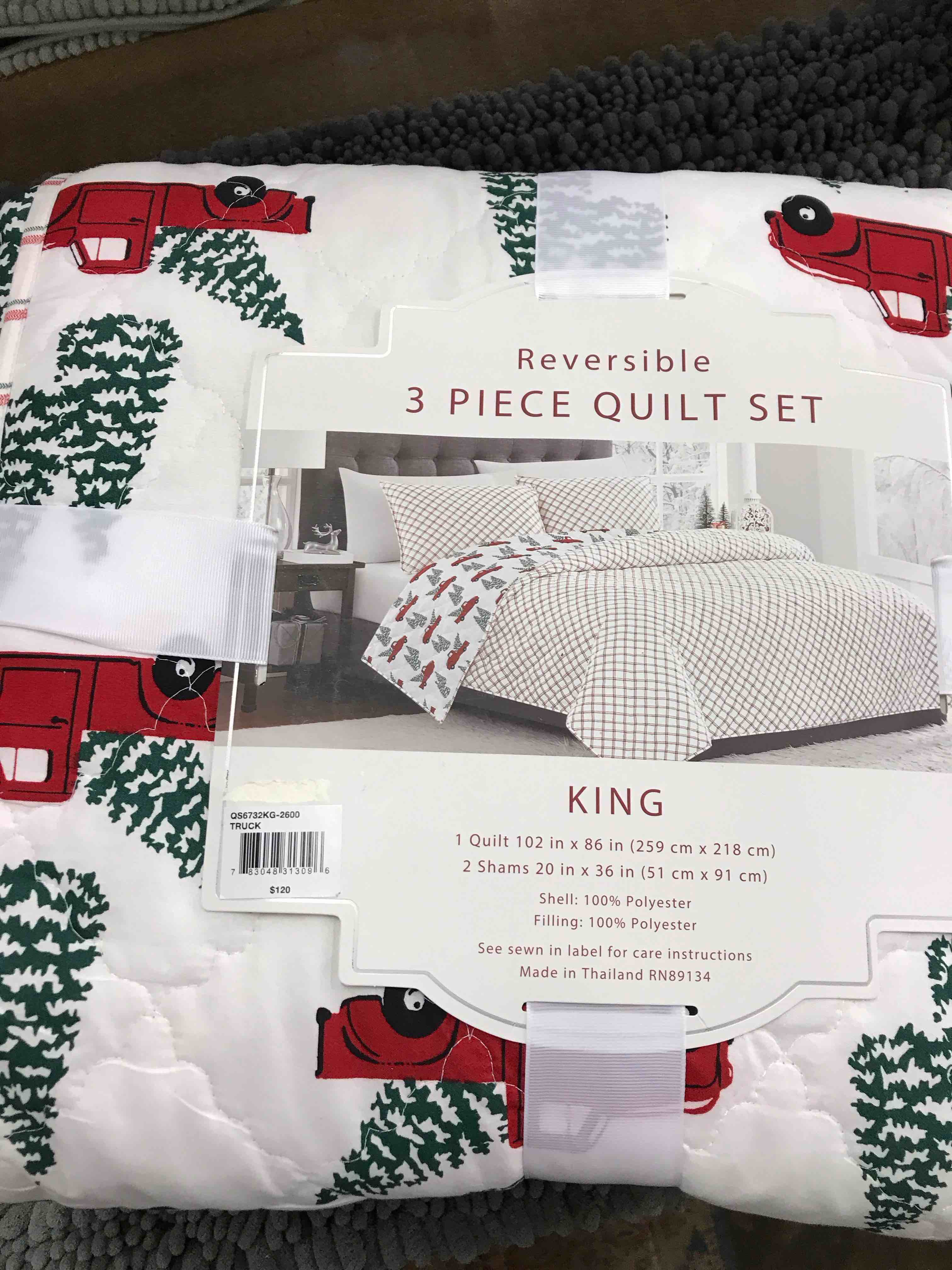 Condition photo showing As Is for Christmas Quilt King