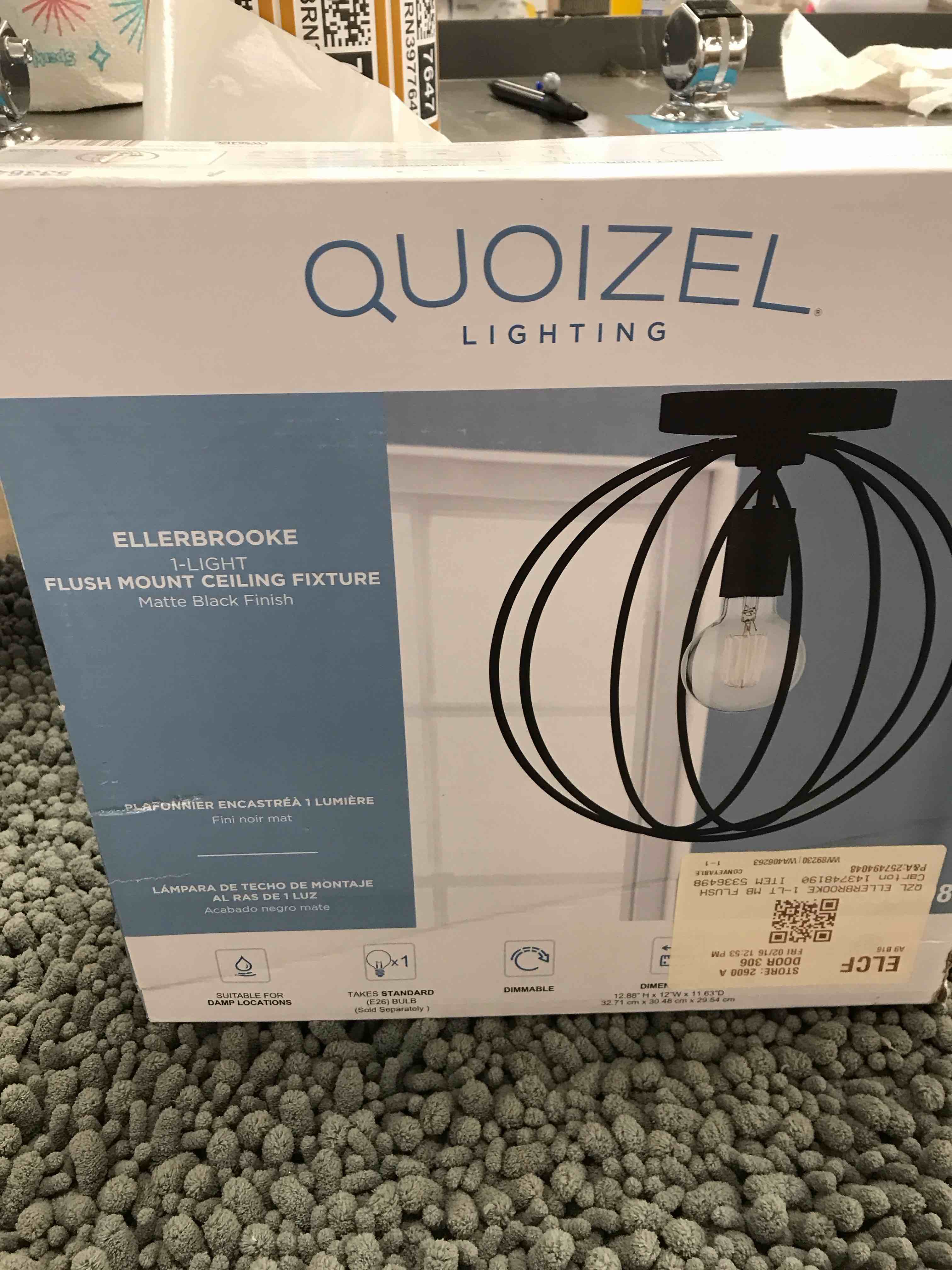 Condition photo showing As Is for quoizel 1 light ceiling fixture