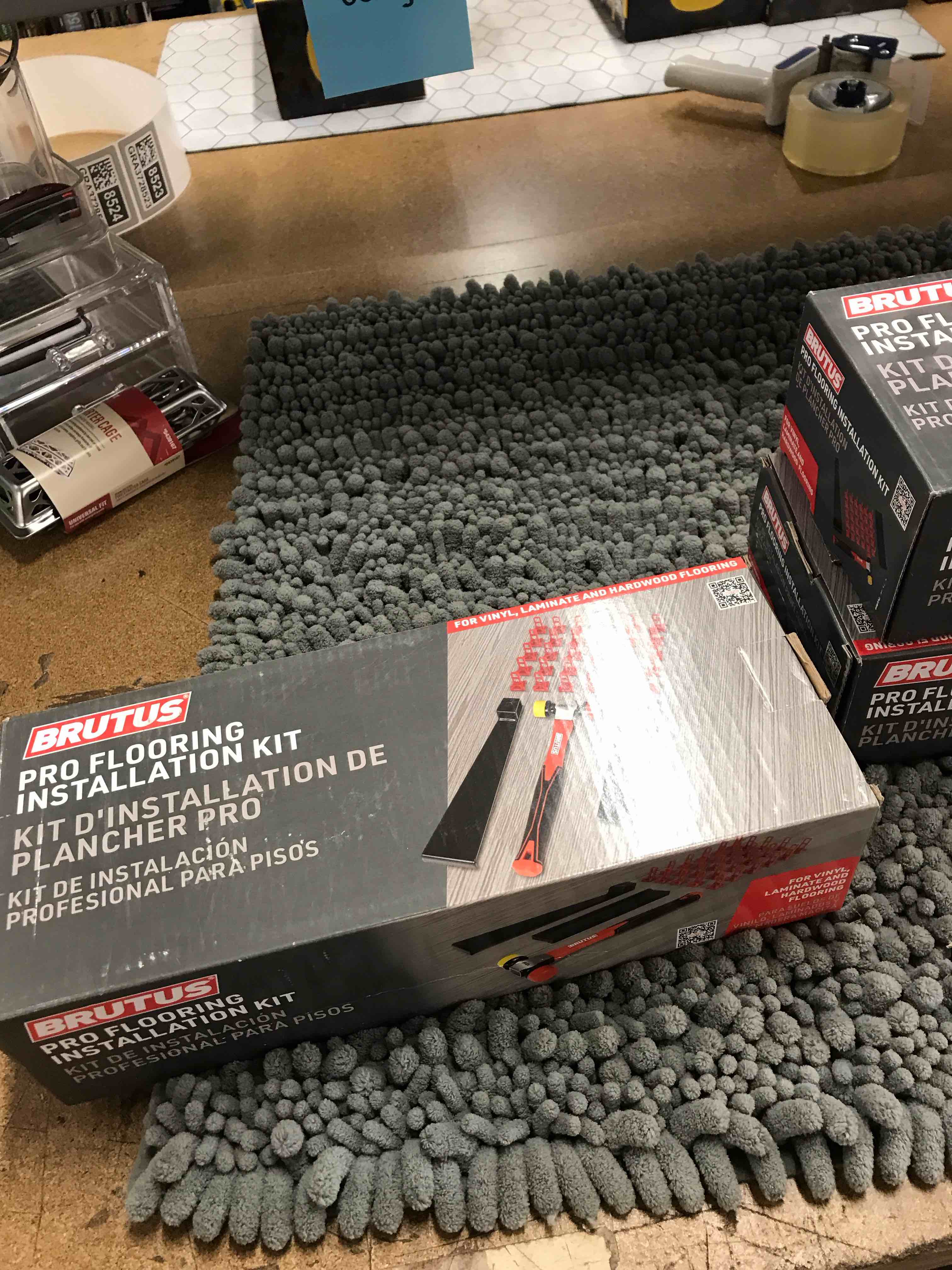 Condition photo showing As Is for flooring installation kit