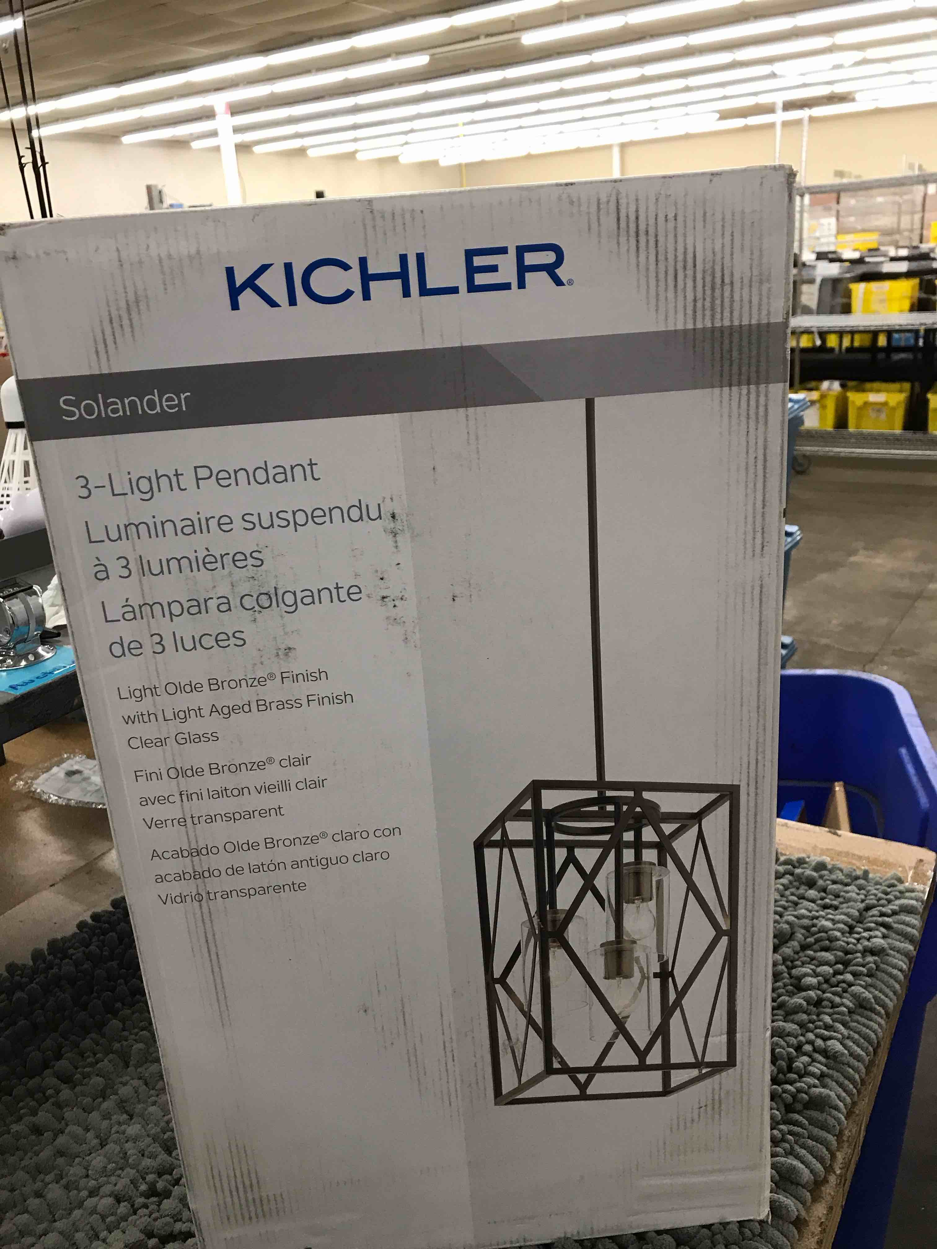 Condition photo showing As Is for 3 light pendant