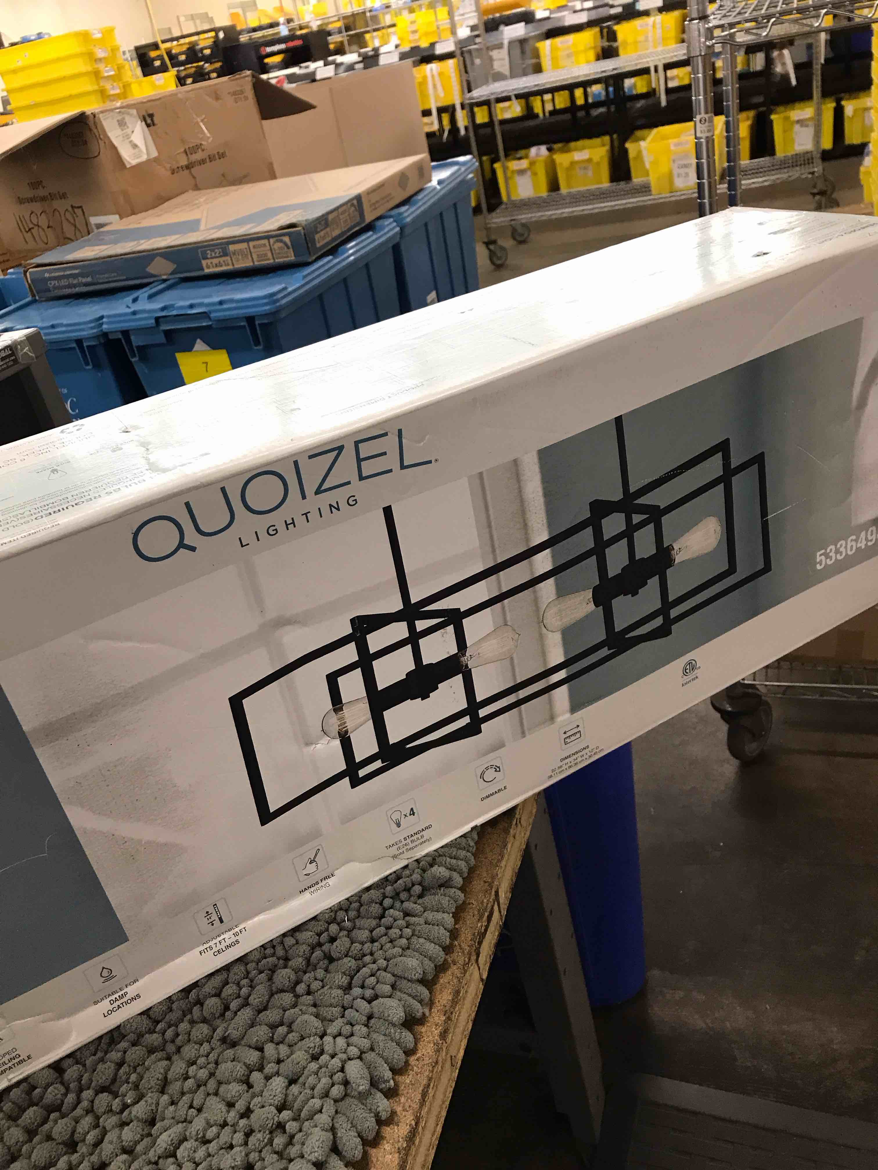 Condition photo showing As Is for 4 light linear chandelier