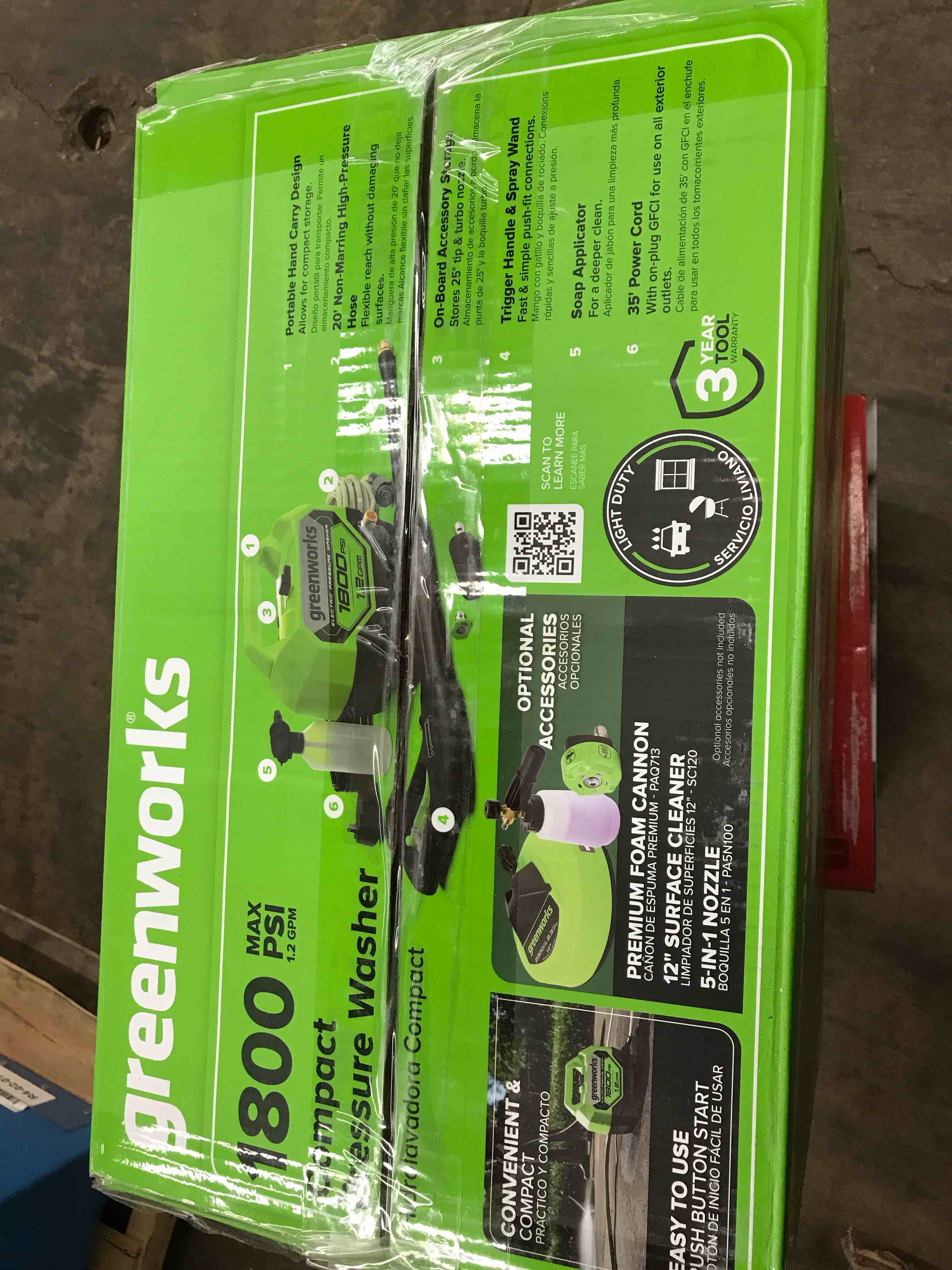 Condition photo showing As Is for 1800 psi pressure washer