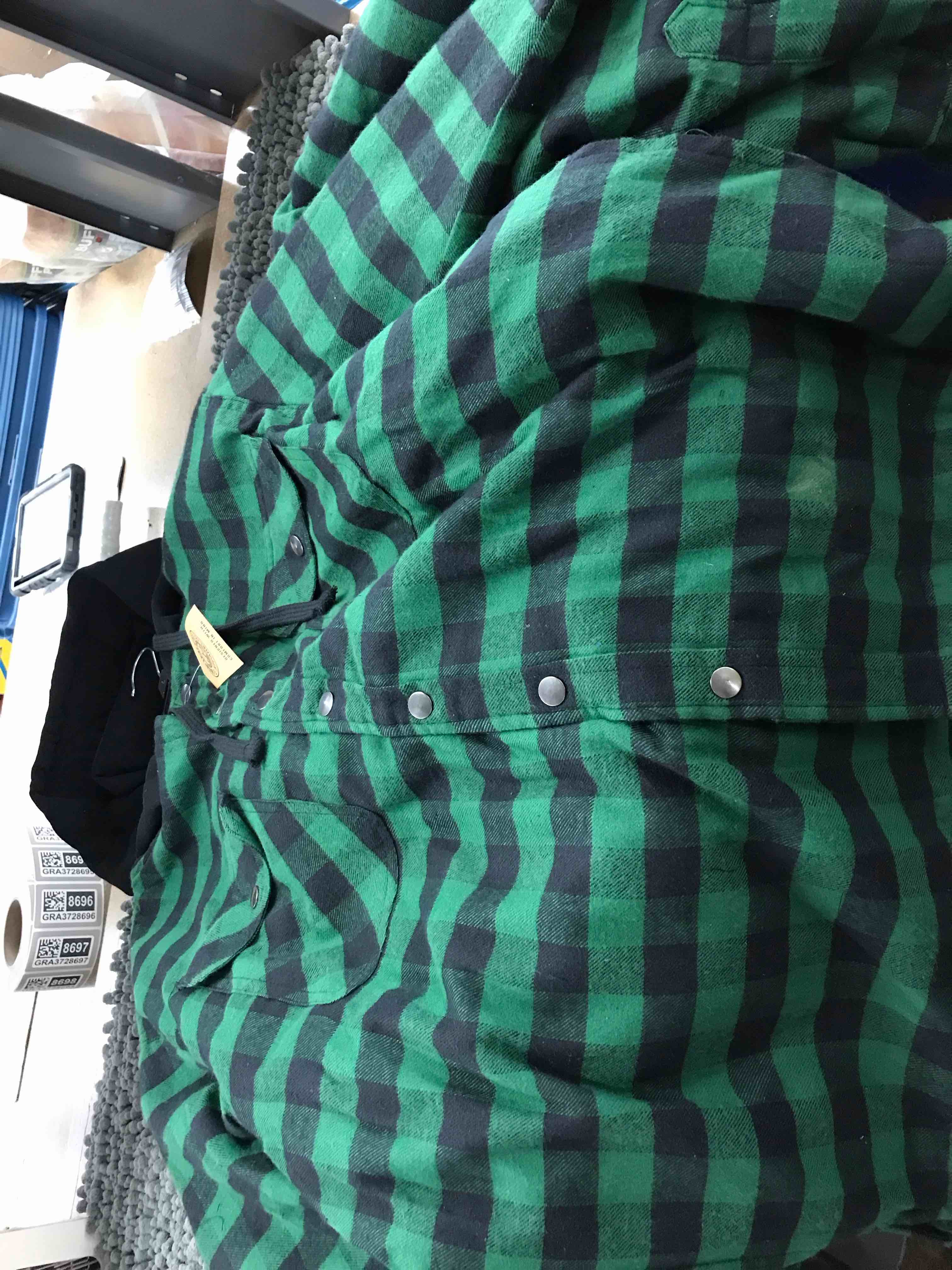 Condition photo showing As Is for flannel with hood