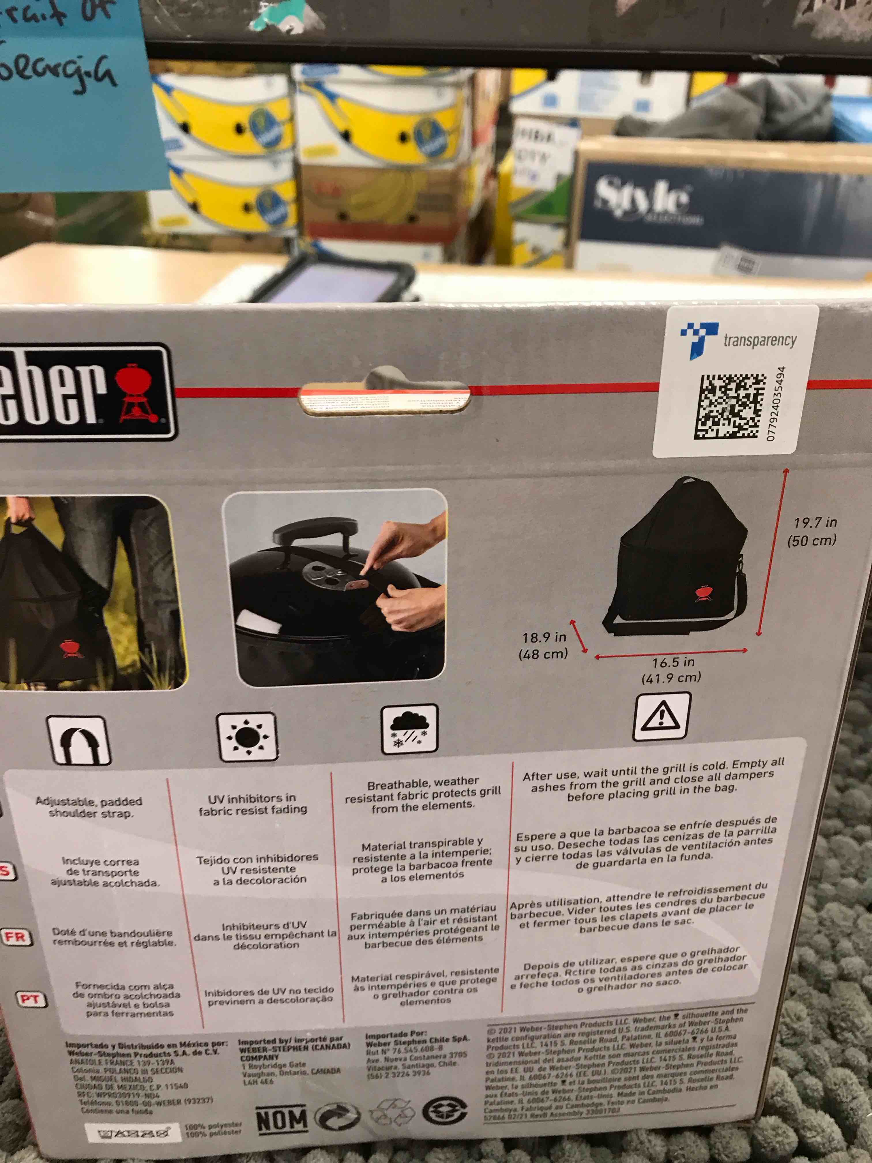 Condition photo showing As Is for Weber Smokey joe carrying bag