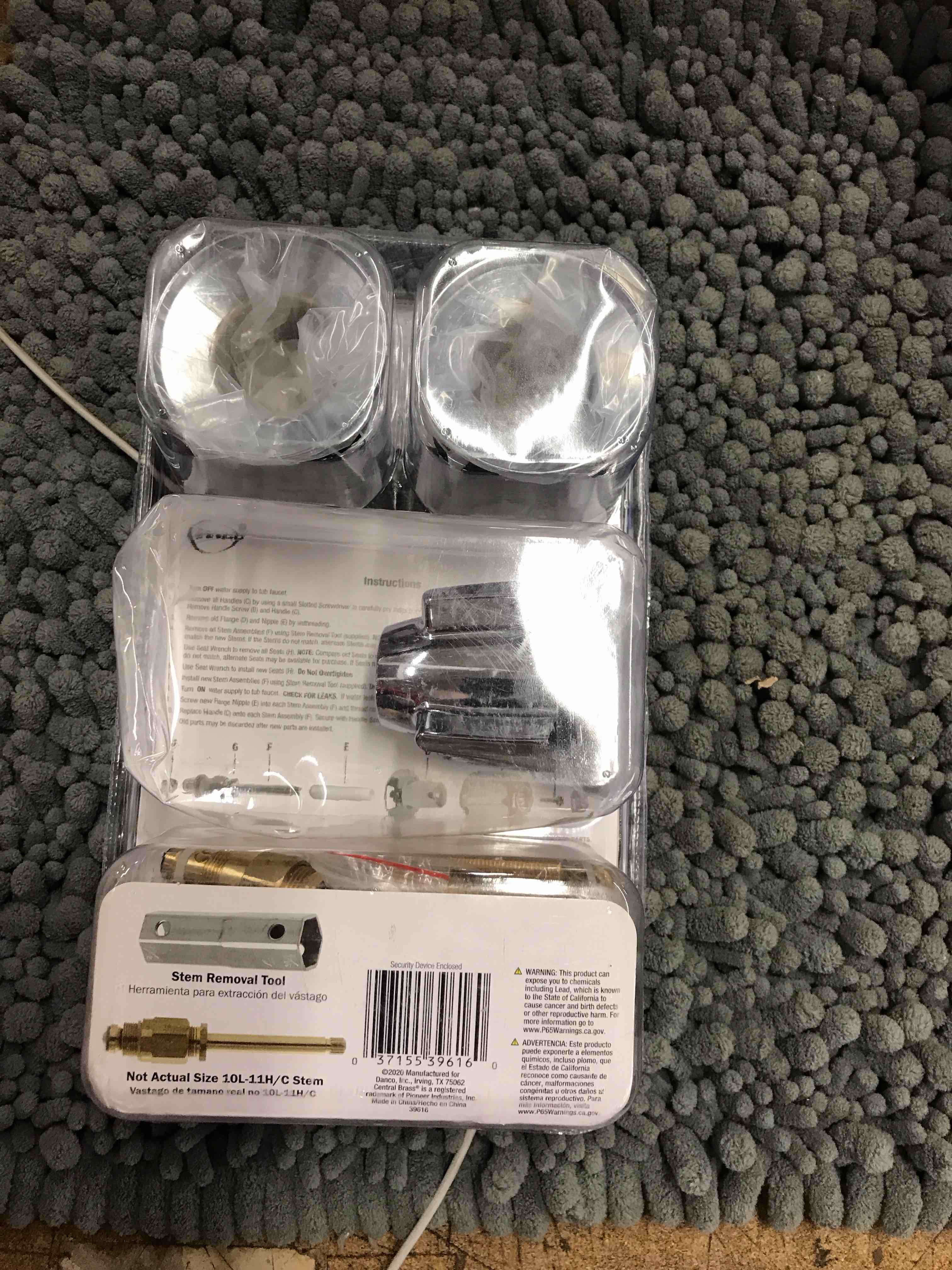 Condition photo showing New/Like New for DANCO Bathtub and Shower 3-Handle Remodel/Rebuild Trim Kit for Central Brass Faucets | Knob Handle | 10L-11H, 10L-11C, 10L-13D | Chrome (39616)
