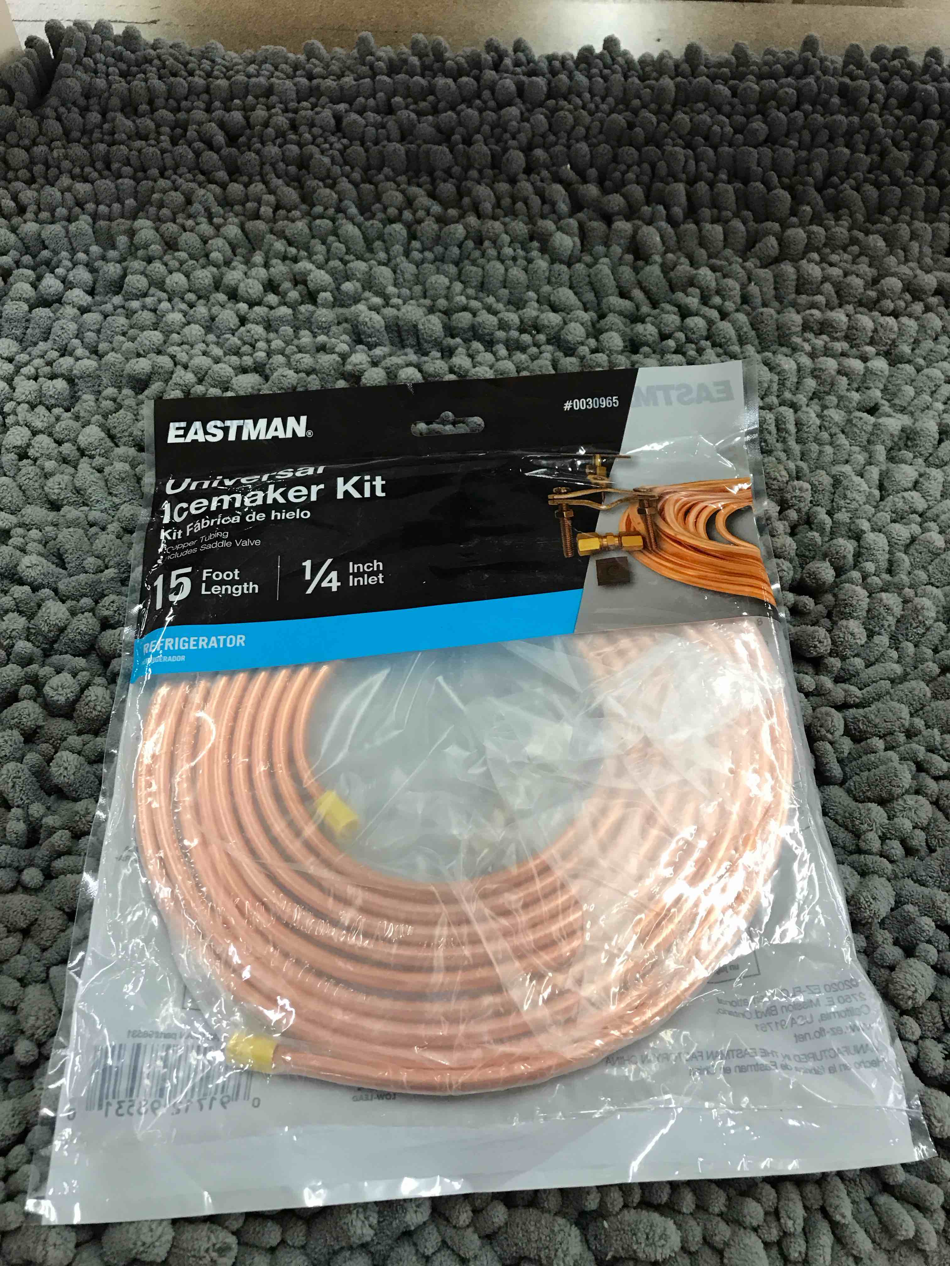 Condition photo showing As Is for 15 ft universal ice maker kit