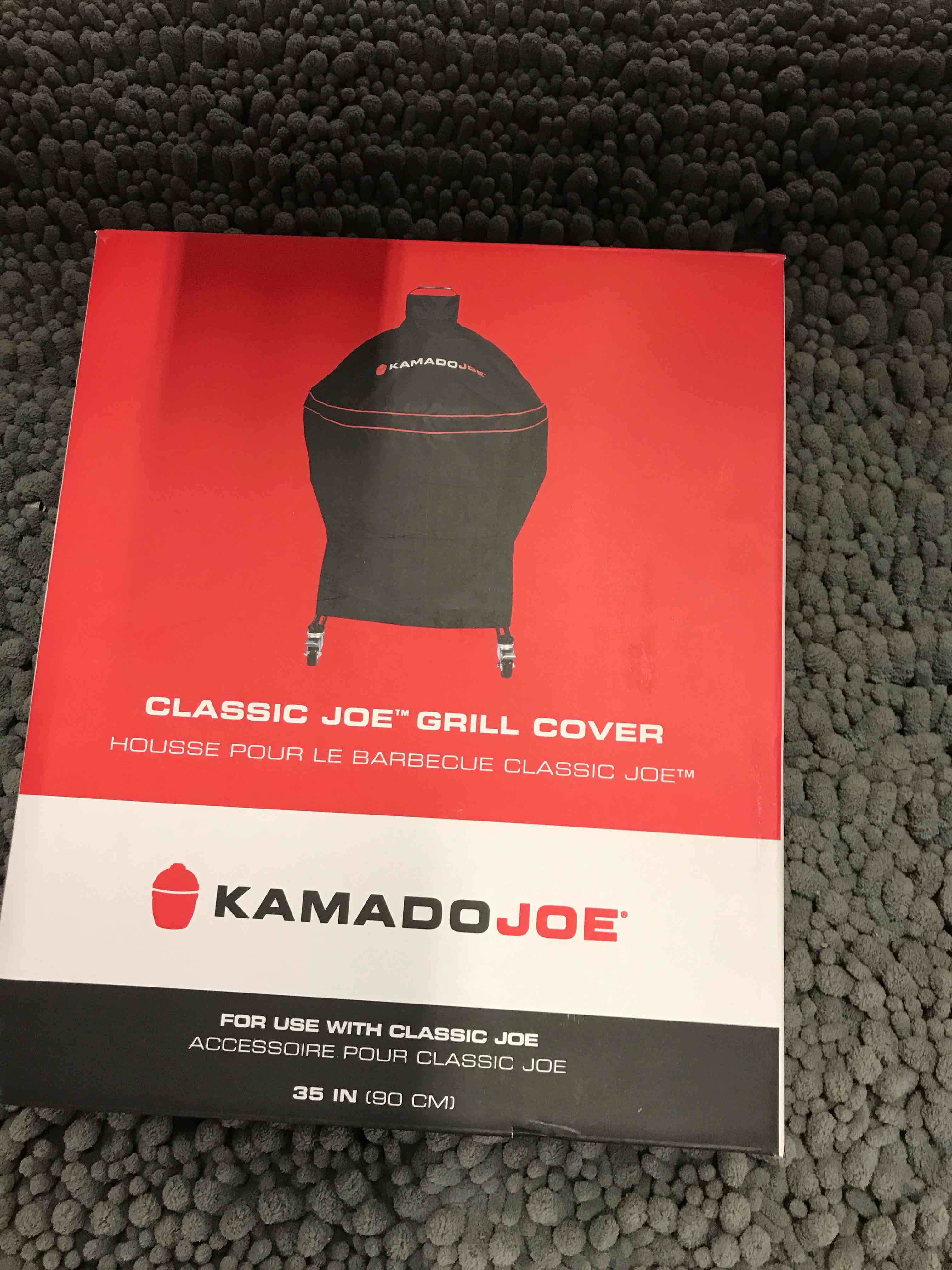 Condition photo showing Good Condition for Kamado Joe Classic Joe Series 18-inch Ceramic Charcoal Grill and Smoker Durable Polyester Grill Cover with Adjustable Buckle in Black, Model KJ-GC23BWFS