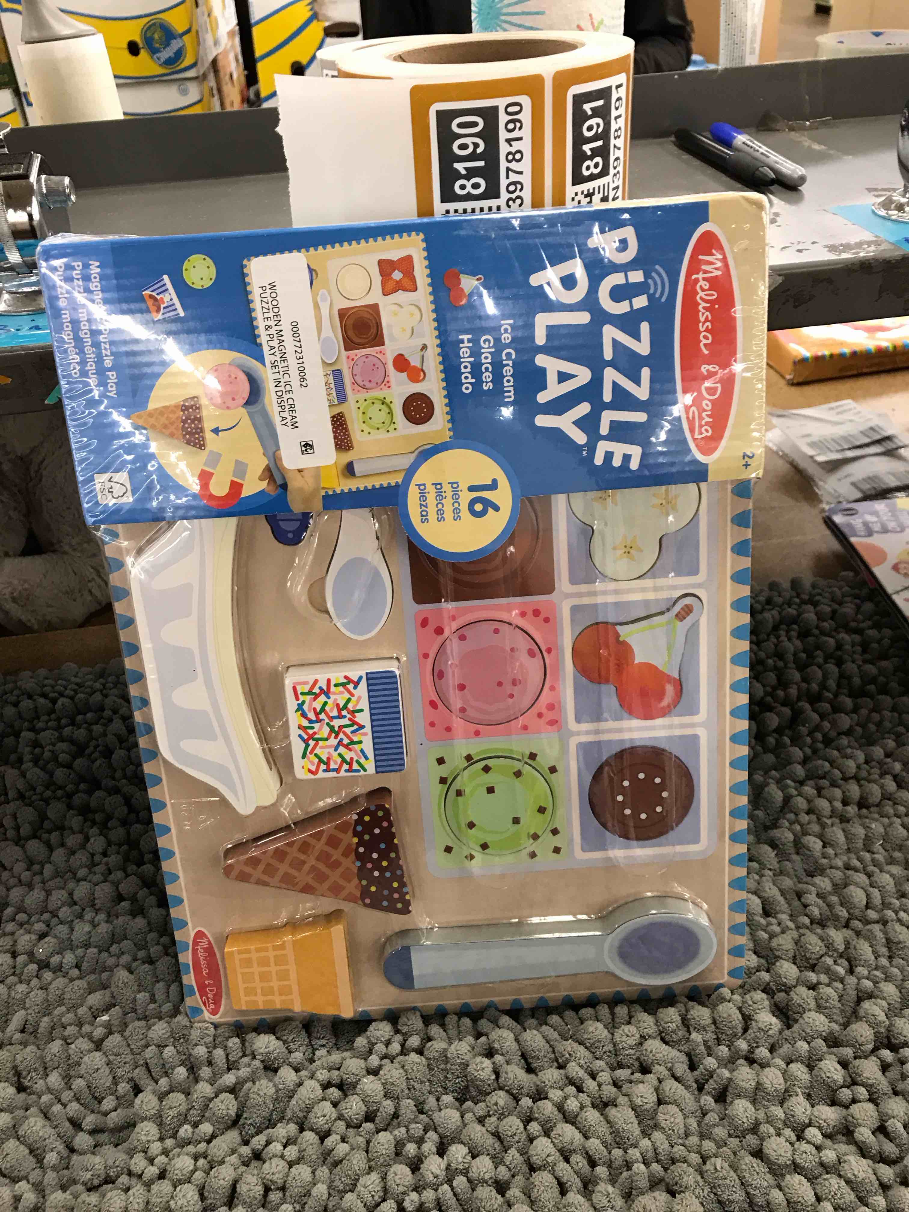 Condition photo showing New/Like New for Melissa & Doug Ice Cream Wooden Magnetic Puzzle Play Activity Set, 16 Magnet Pieces, Play Food Toy for Boys and Girls Ages 2+