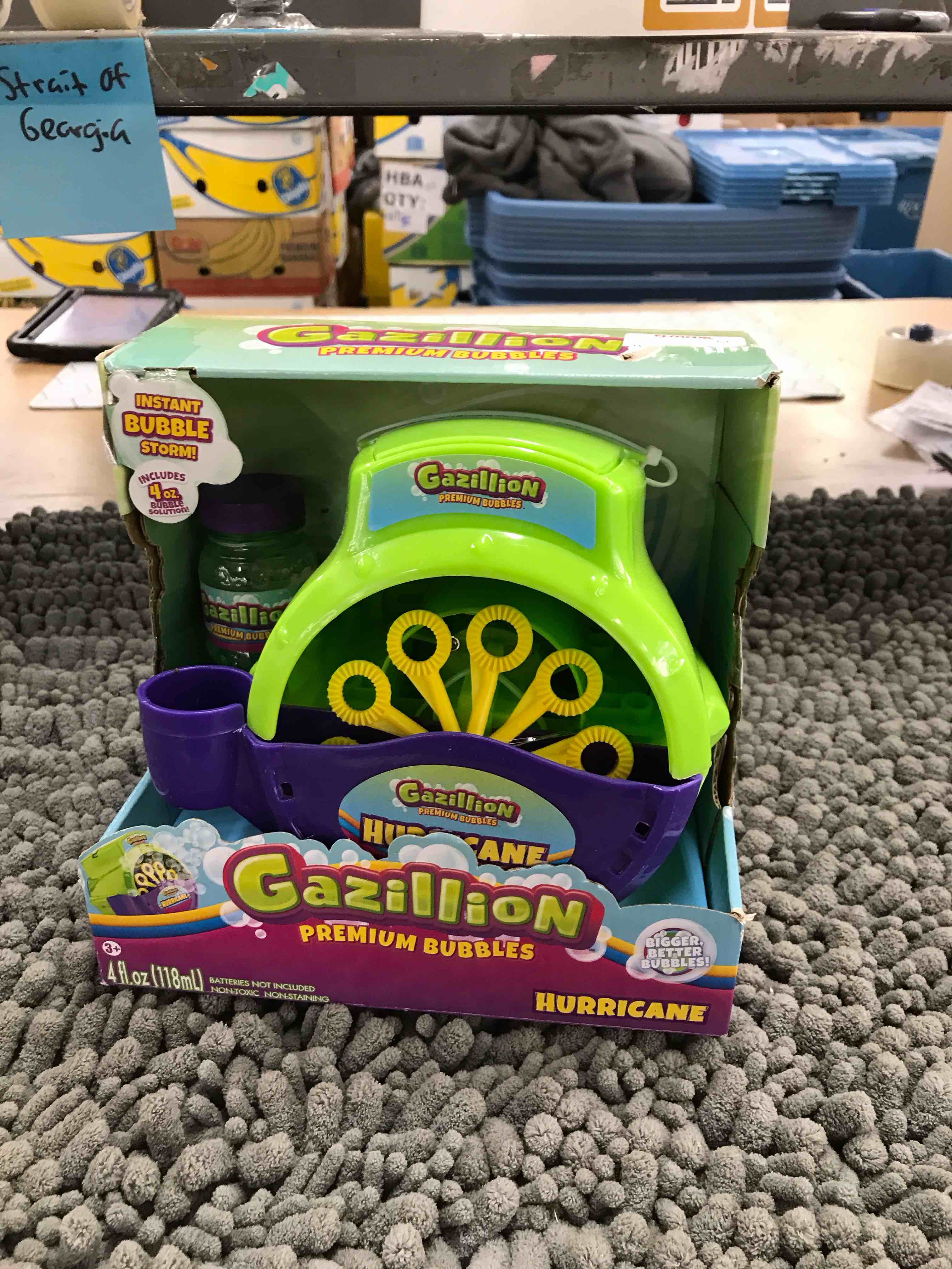 Condition photo showing New/Like New for Gazillion Bubbles, Hurricane Bubble Making Machine - Portable Bubble Maker - Instant Bubble Creation - Outdoor Toy for Kids - 4 oz. Bubble Solution Included - Ages 3+