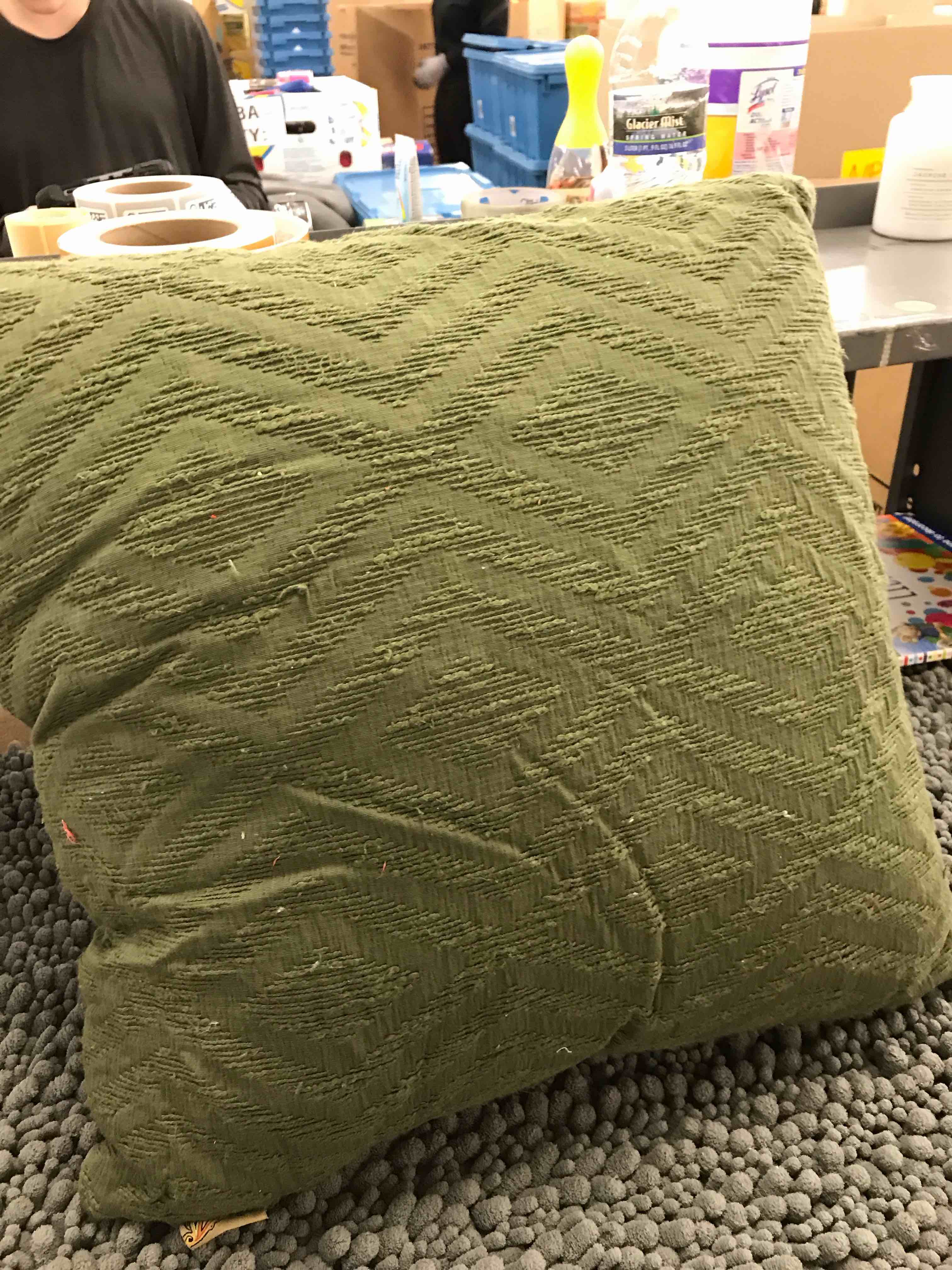 Condition photo showing New/Like New for green pillow
