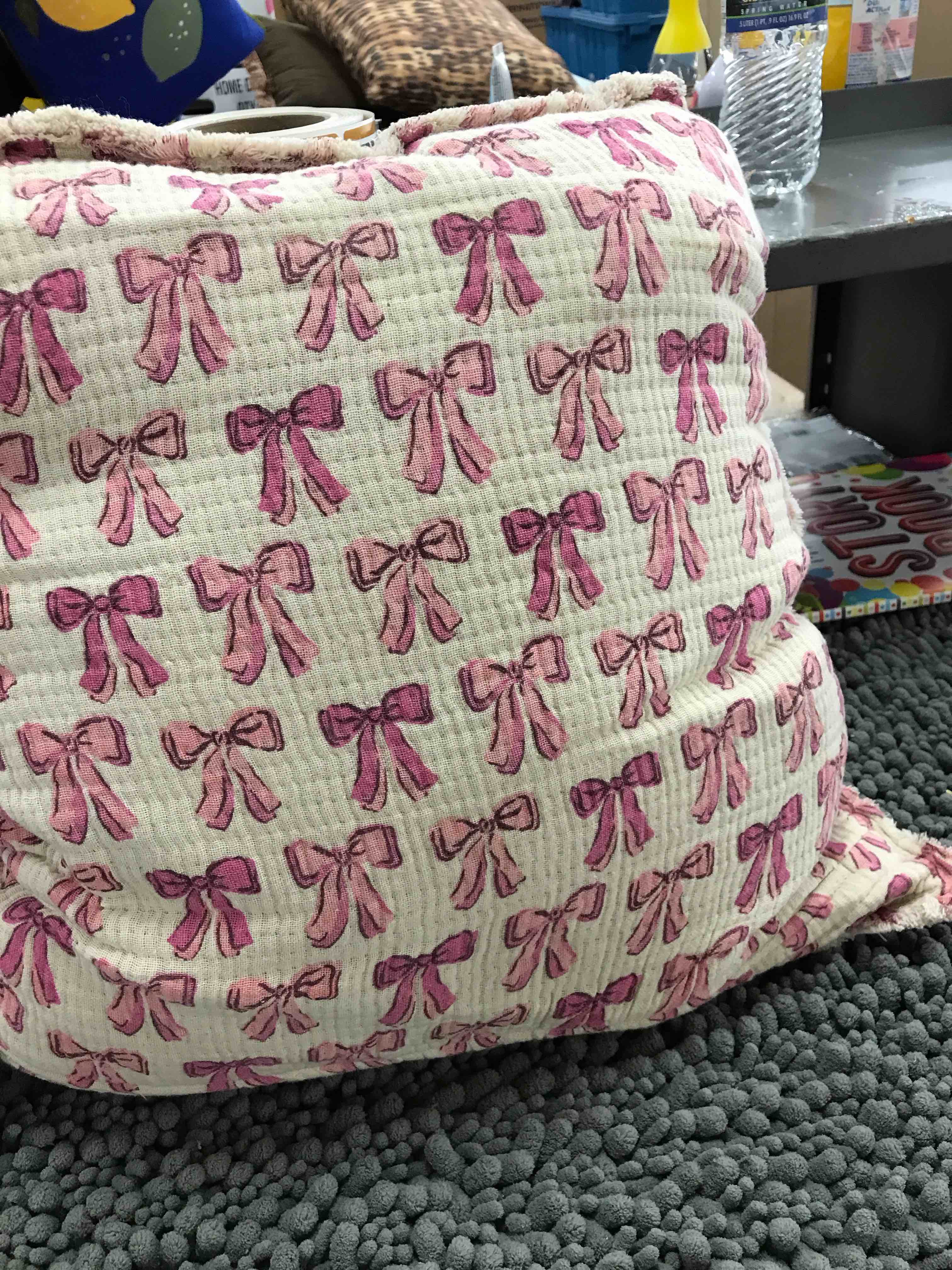 Condition photo showing Good Condition for pink ribbon pillow