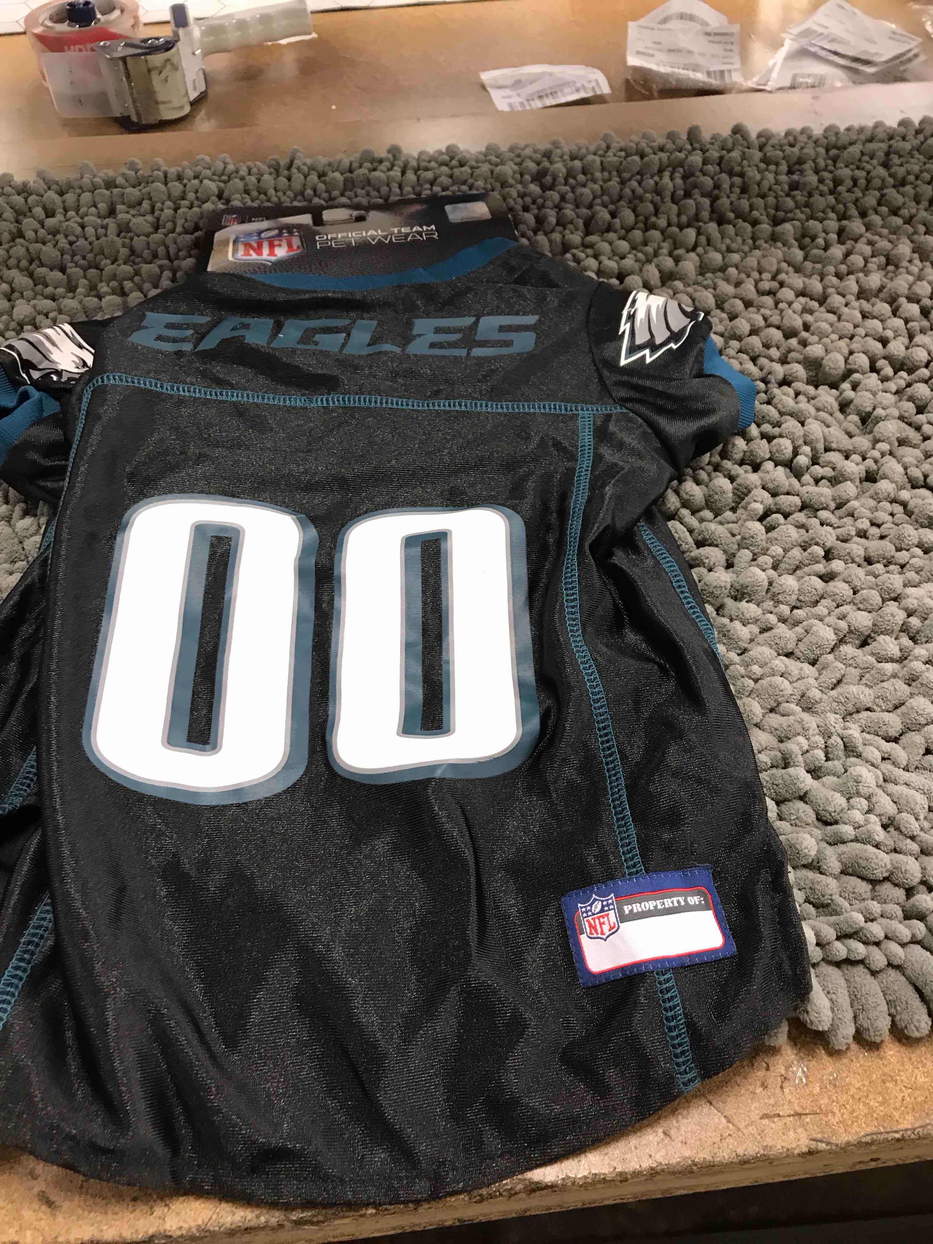 Condition photo showing New/Like New for eagles dog jersey