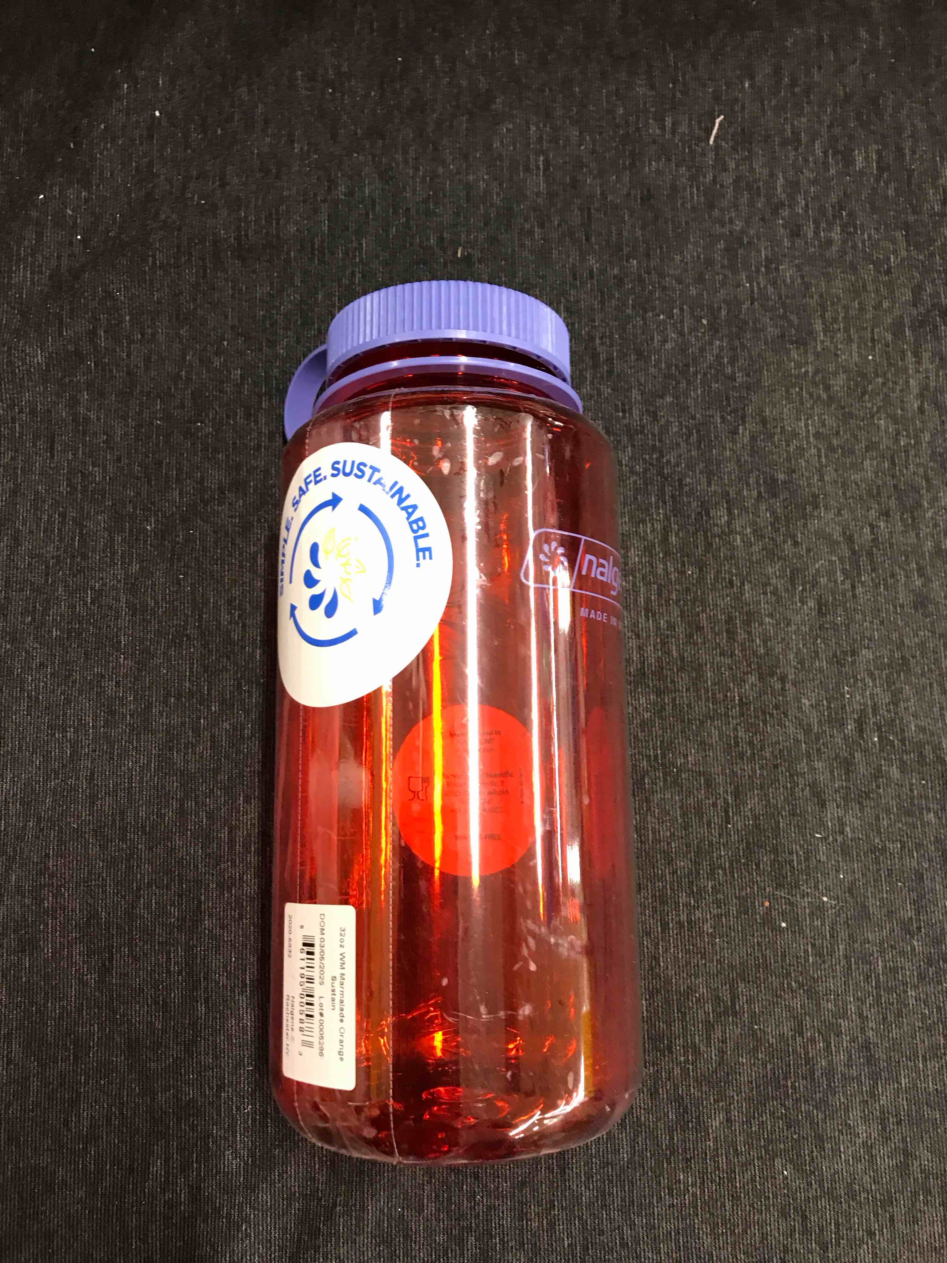 Nalgene 32 fl oz Plastic Wide Mouth Water Bottle - Marmalade: Portable Drinkware, Recycled Content