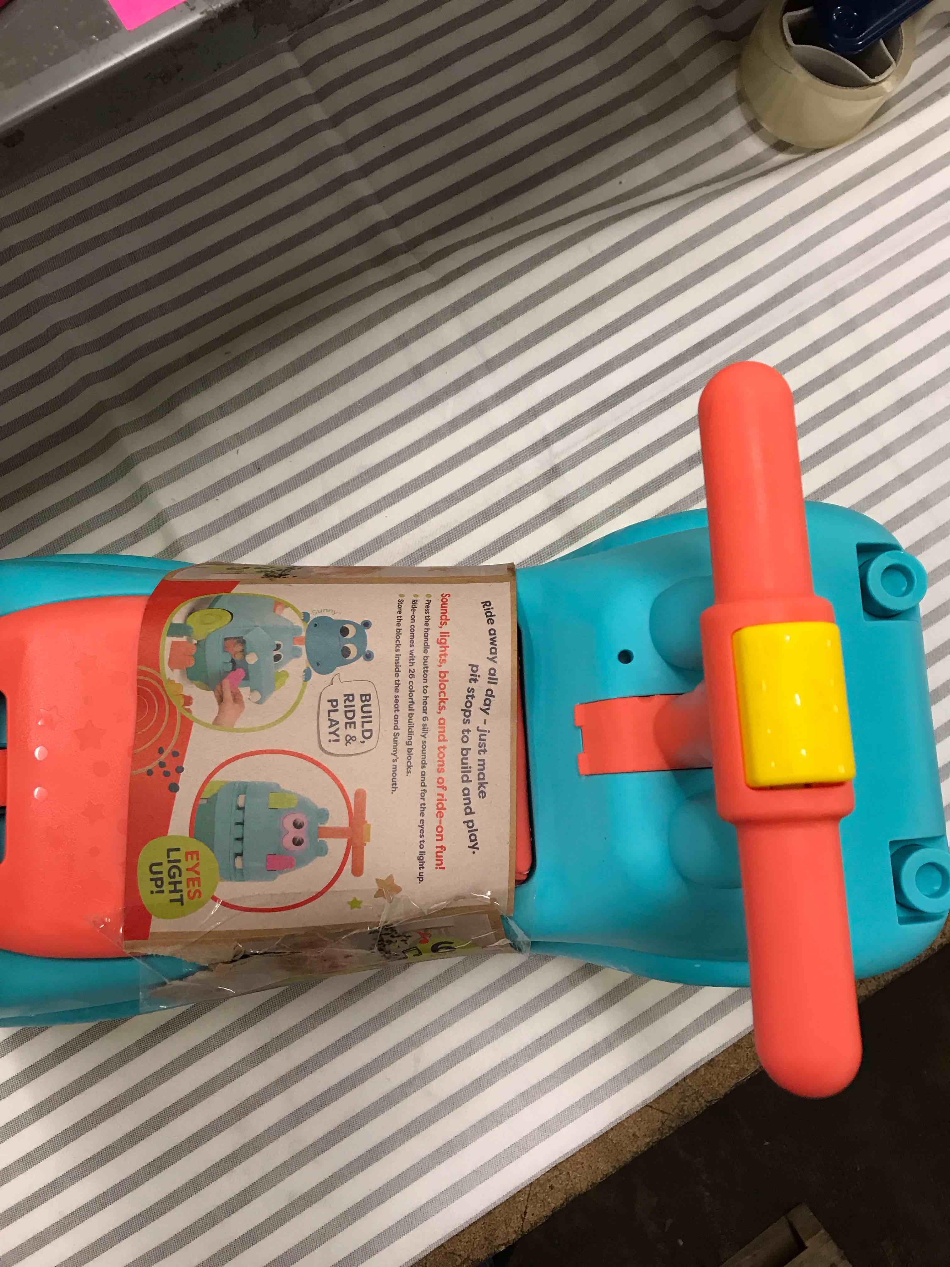 b. toys ride on toy with blocks - ride & chomp: educational kids pedal and push vehicle