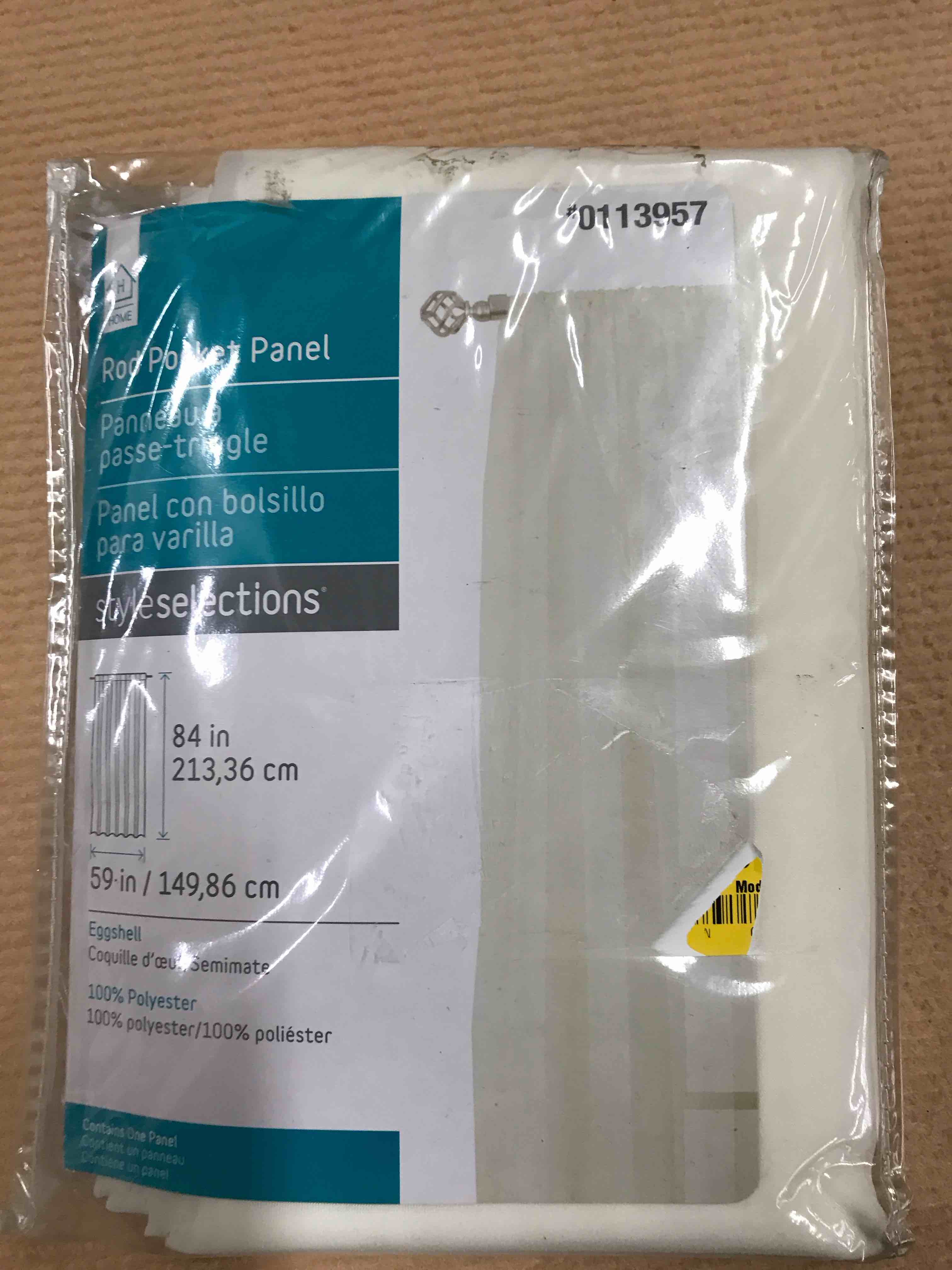 84-in Eggshell Polyester Rod Pocket Light Filtering Sheer Single Curtain Panel