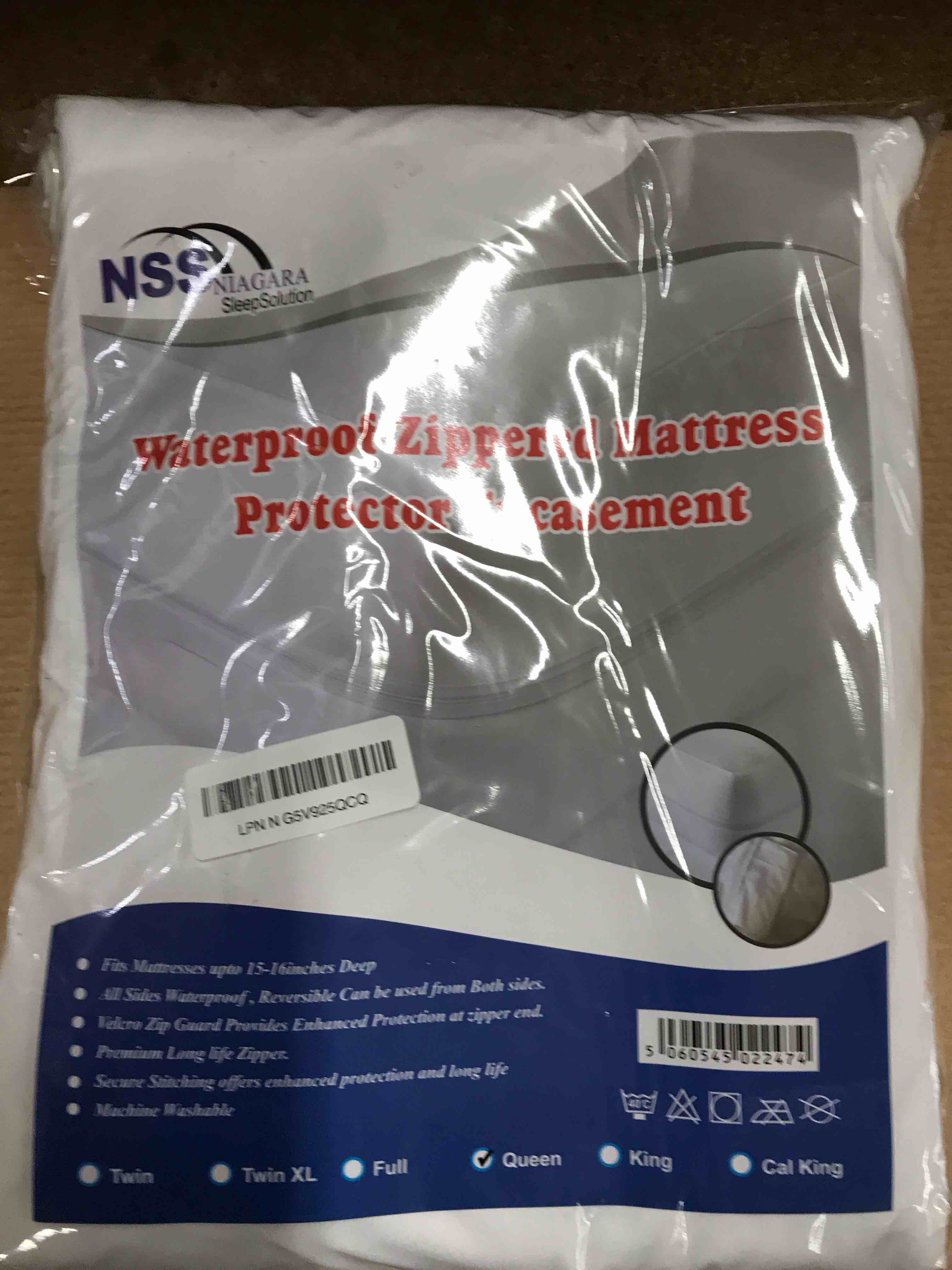 Condition photo showing New/Like New for Niagara Waterproof 360 Protection Zippered Mattress Pad Queen 60x80 Non Noisy Cooling Breathable Ultra Plush Protector Absorbent Extra Deep Fits 20 Inches Deep Mattress