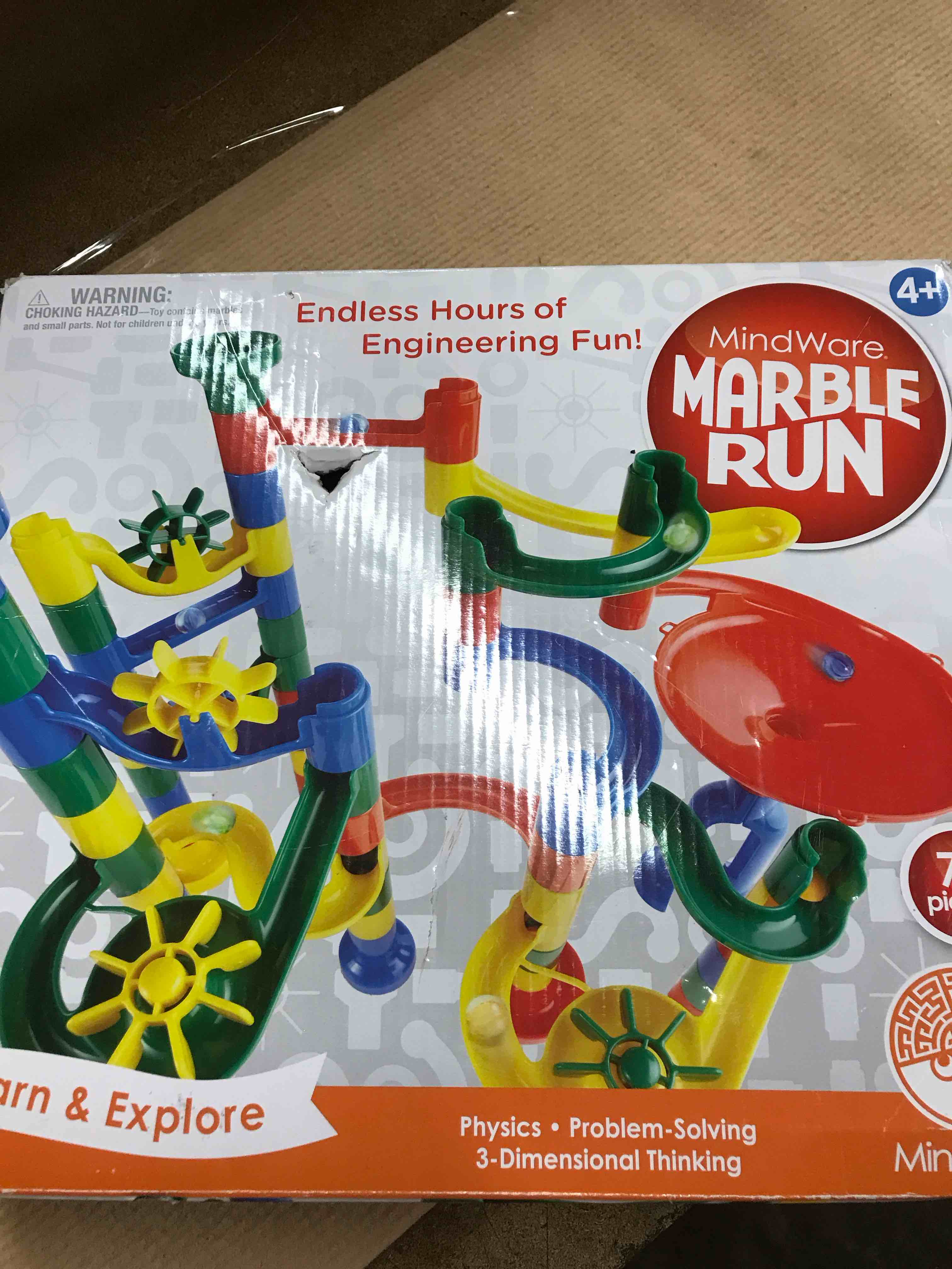 Condition photo showing As Is for MindWare Marble Run: 70-Piece Ball Run Building Set, Creative Thinking Toy