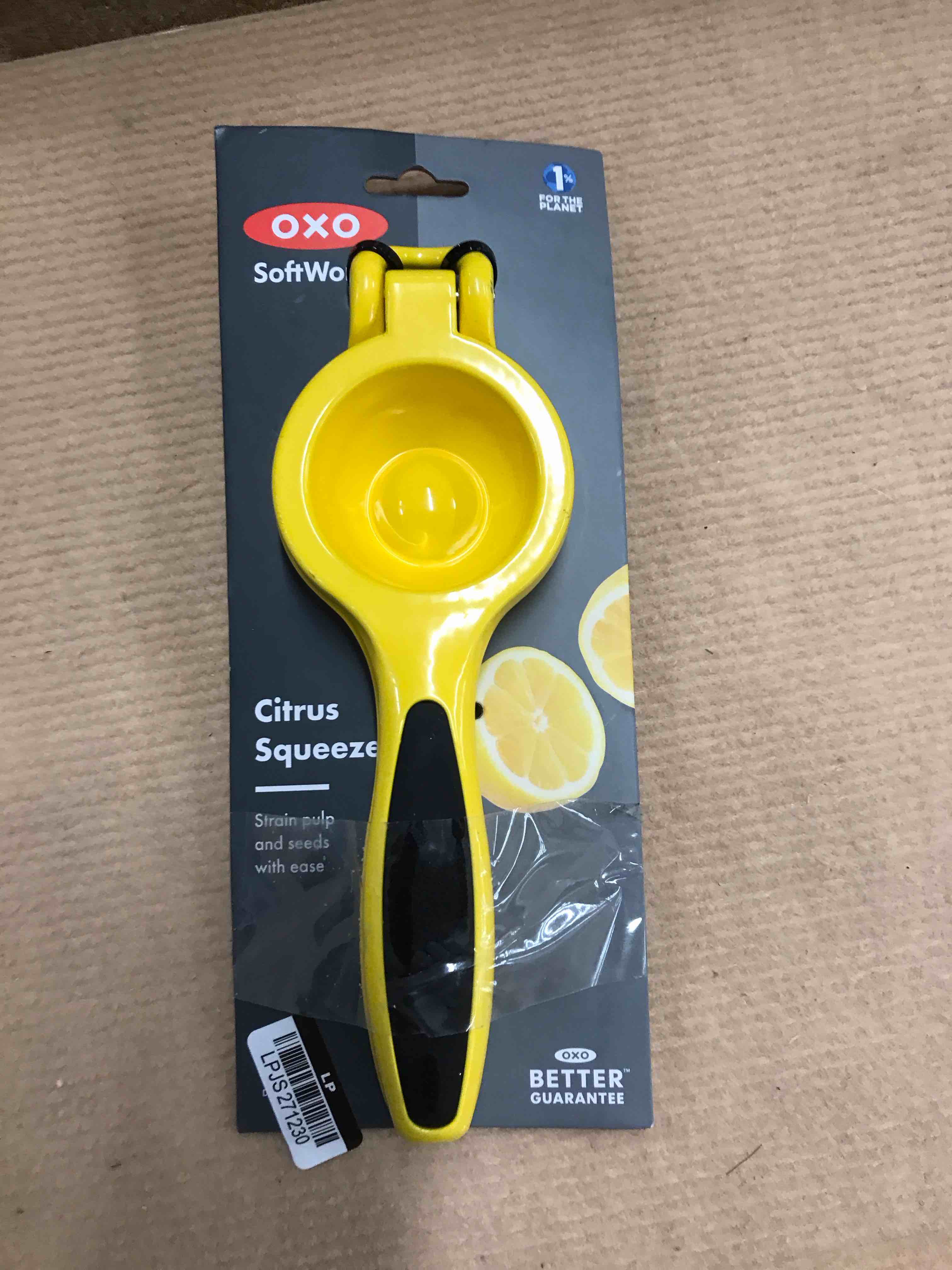 Condition photo showing New/Like New for OXO Softworks Citrus Squeezer: Aluminum Handheld Lemon & Lime Juicer, Dishwasher-Safe, Yellow
