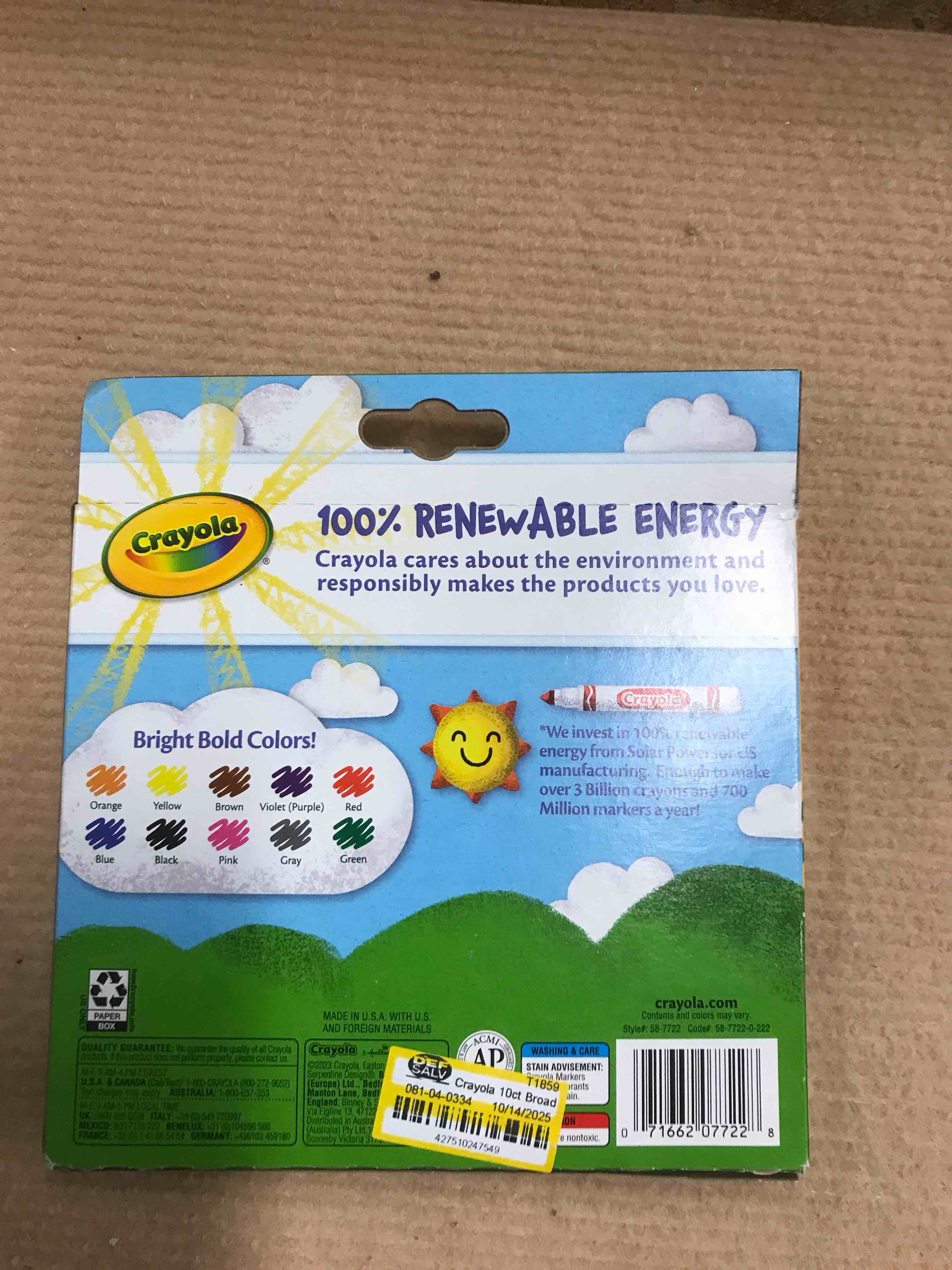 Condition photo showing New/Like New for Crayola Broad Line Markers 10 Ct Classic Colors School Supplies for Teachers and Kids Classroom Supplies