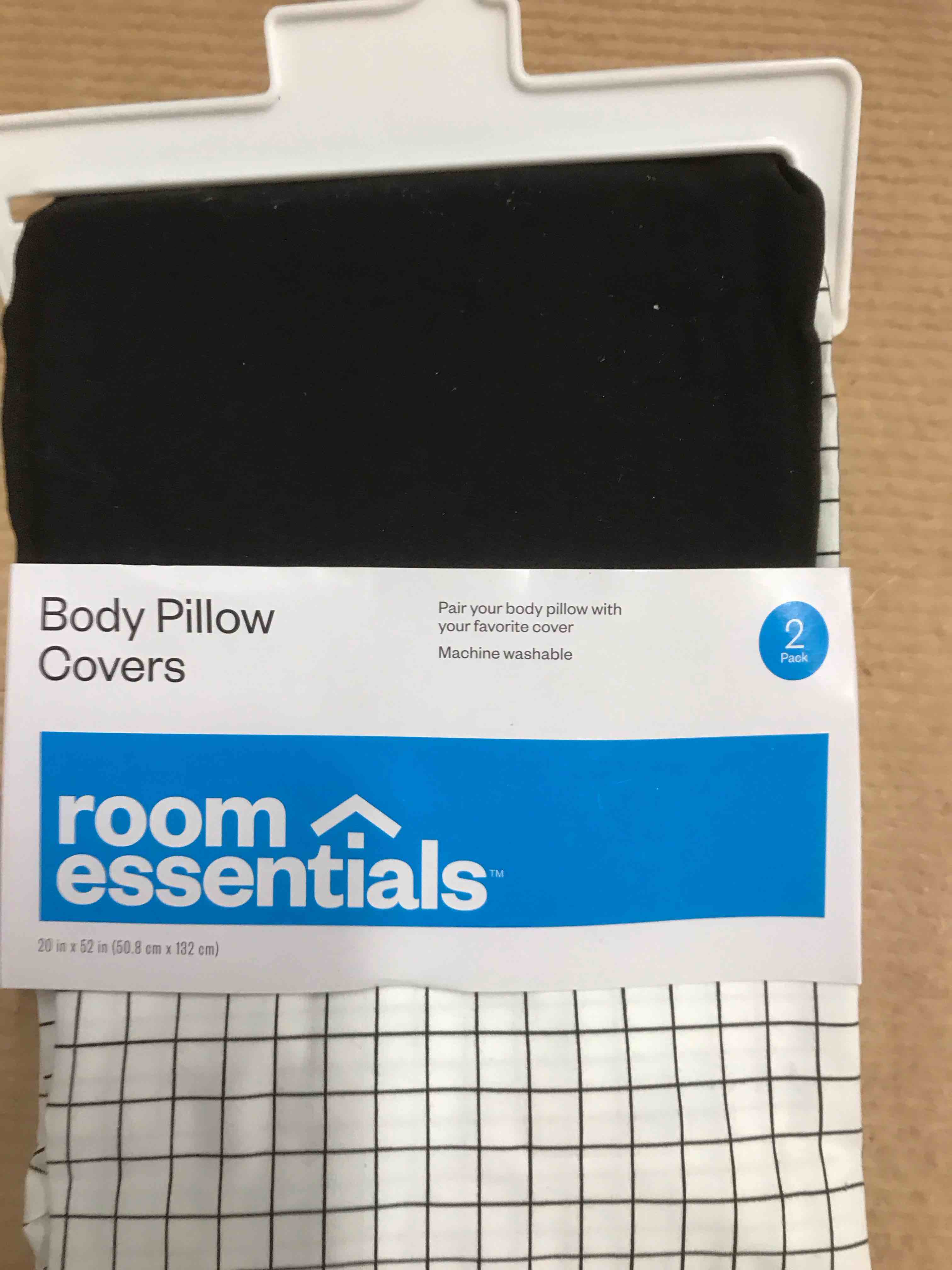 Condition photo showing New/Like New for 2pk Microfiber Body Pillow Cover Micro Grid/Black - Room Essentials ™