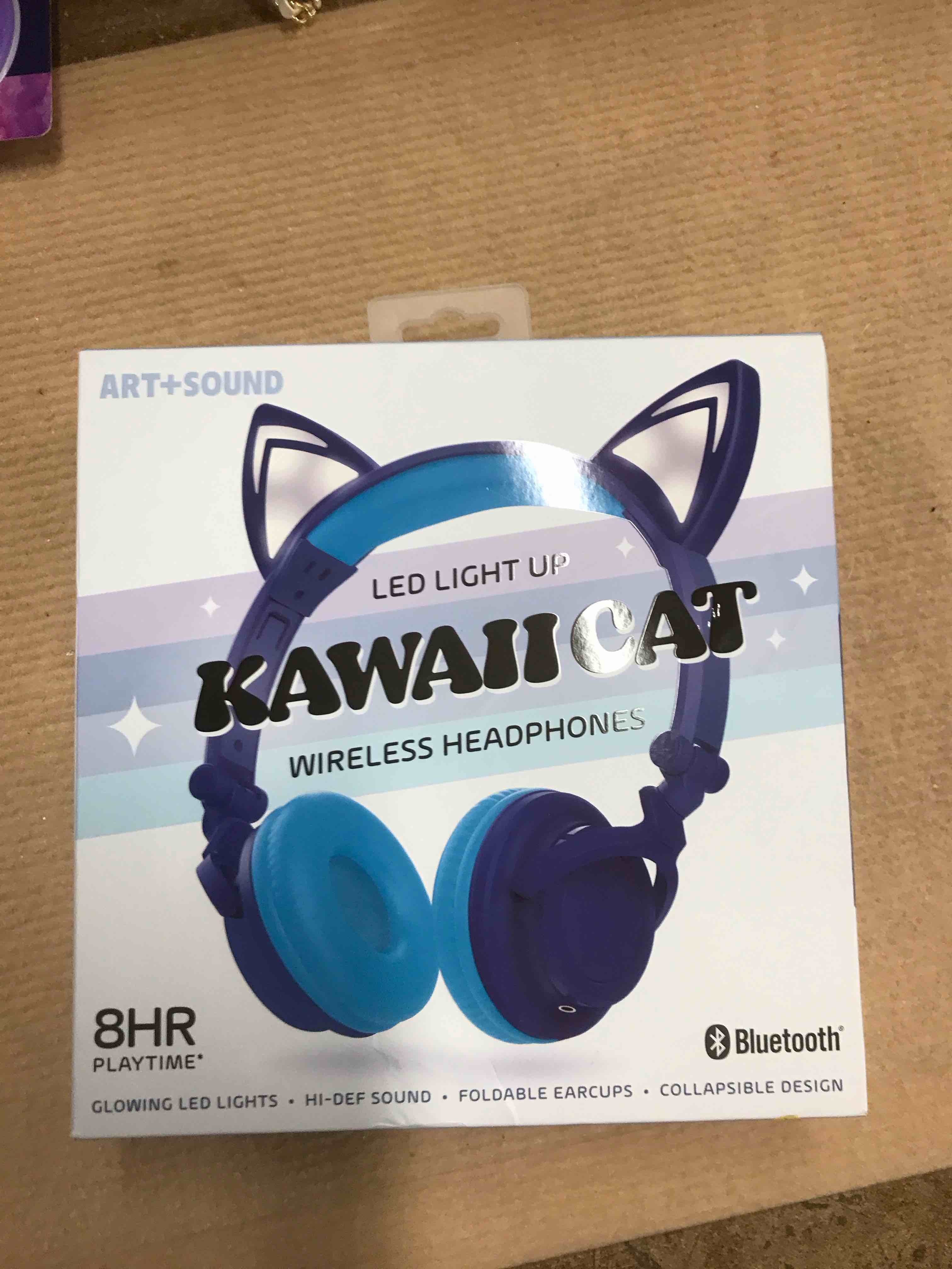 Condition photo showing New/Like New for ART+SOUND LED Light Up Kawaii Cat Bluetooth Wireless / Wired Headphones: Kids Headset