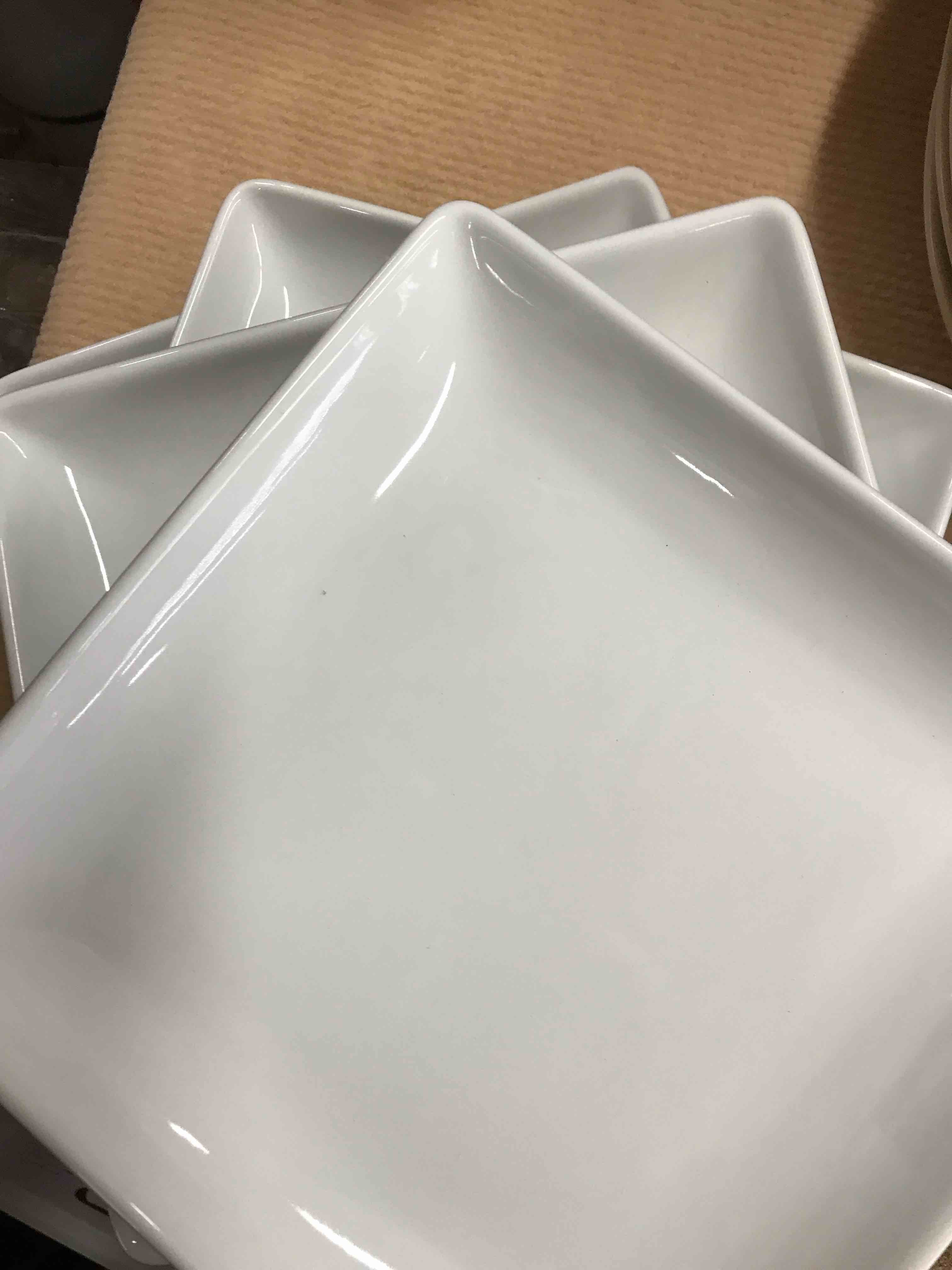Condition photo showing New/Like New for Square Porcelain Salad Plate 8" White - Threshold™: Microwave & Dishwasher Safe, Solid Glazed Dining Plate
