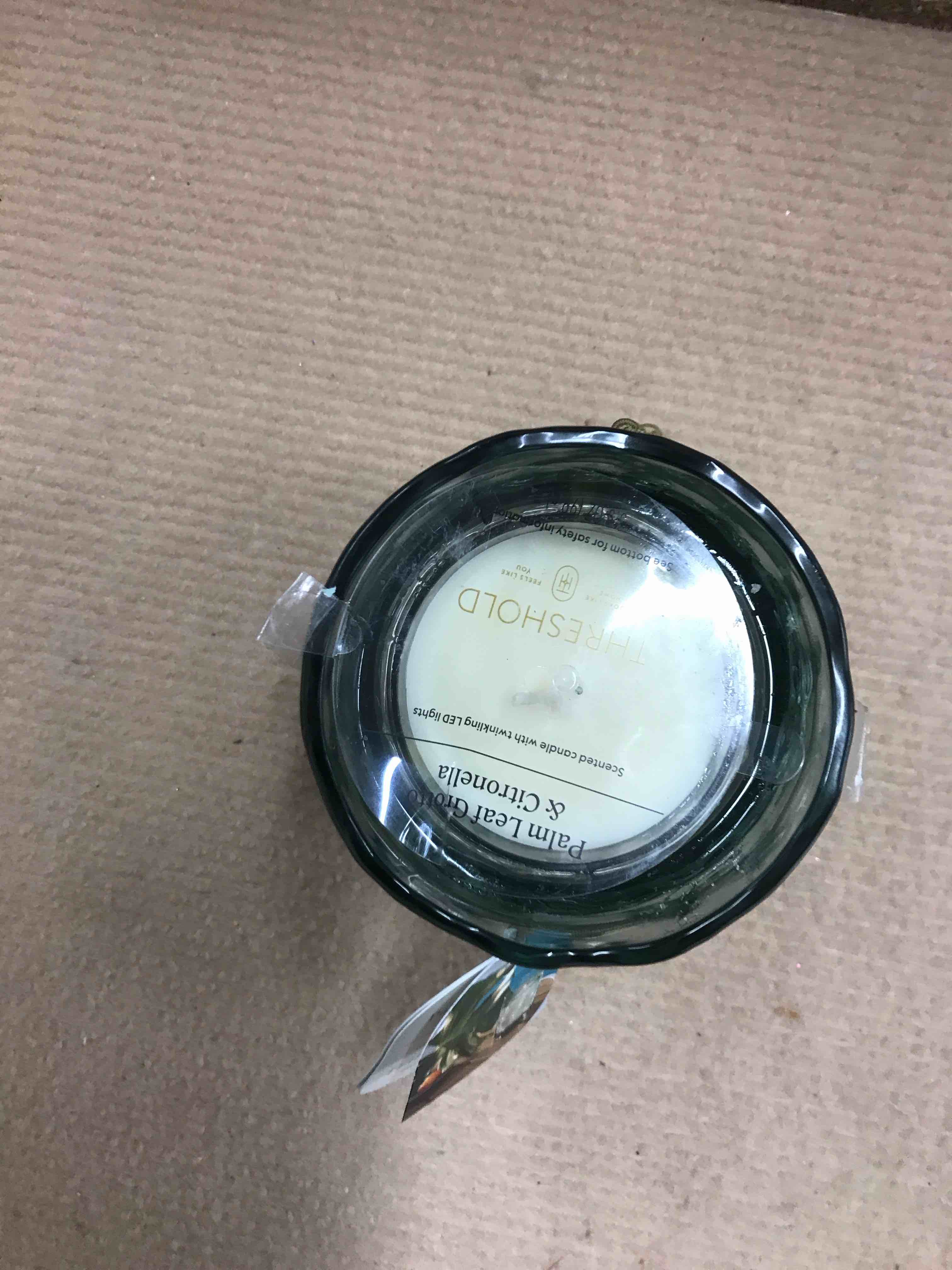 Condition photo showing As Is for Glass LED Citronella Palm Leaf Grotto Scented Candle 3.5oz - Threshold™