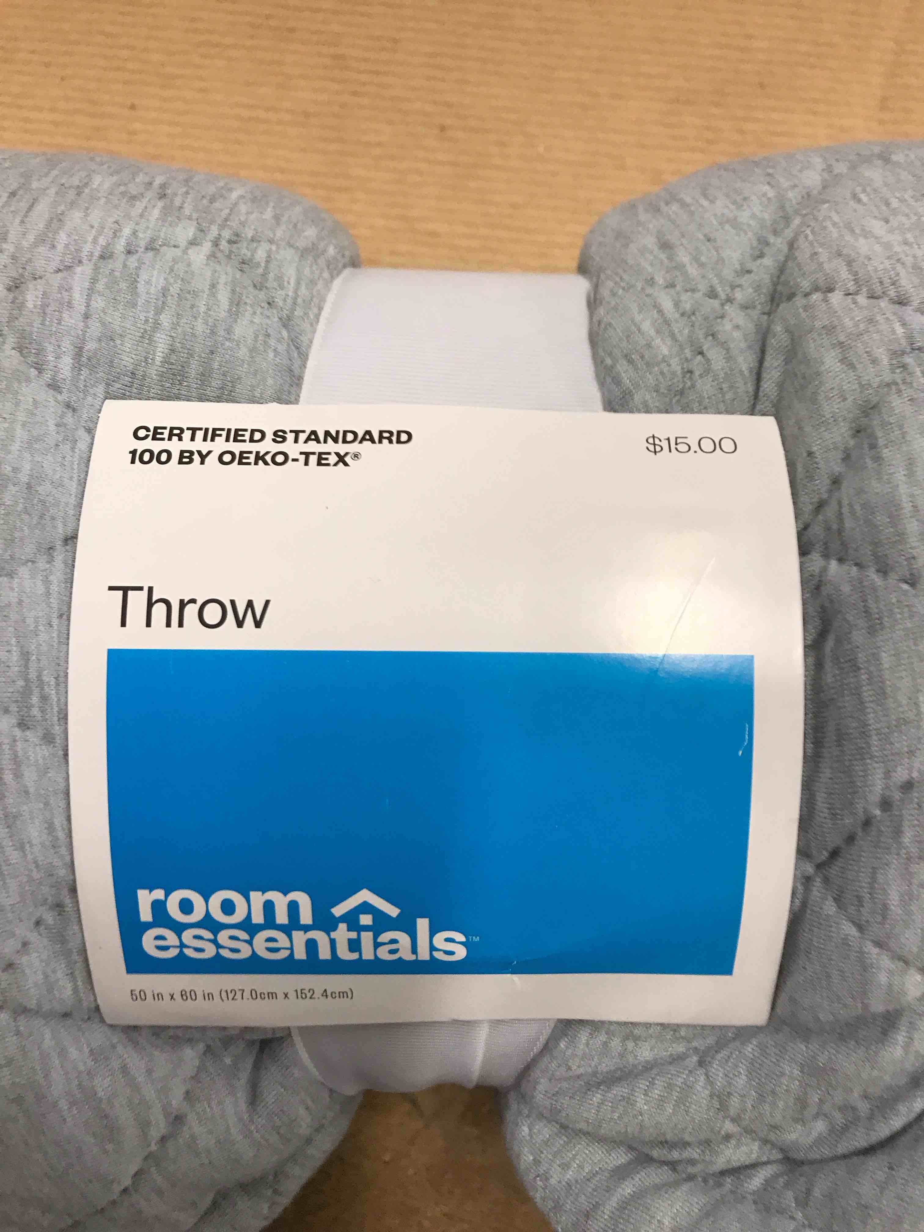 Quilted Jersey Throw Blanket with Faux Shearling Reverse Heathered Gray - Room Essentials™