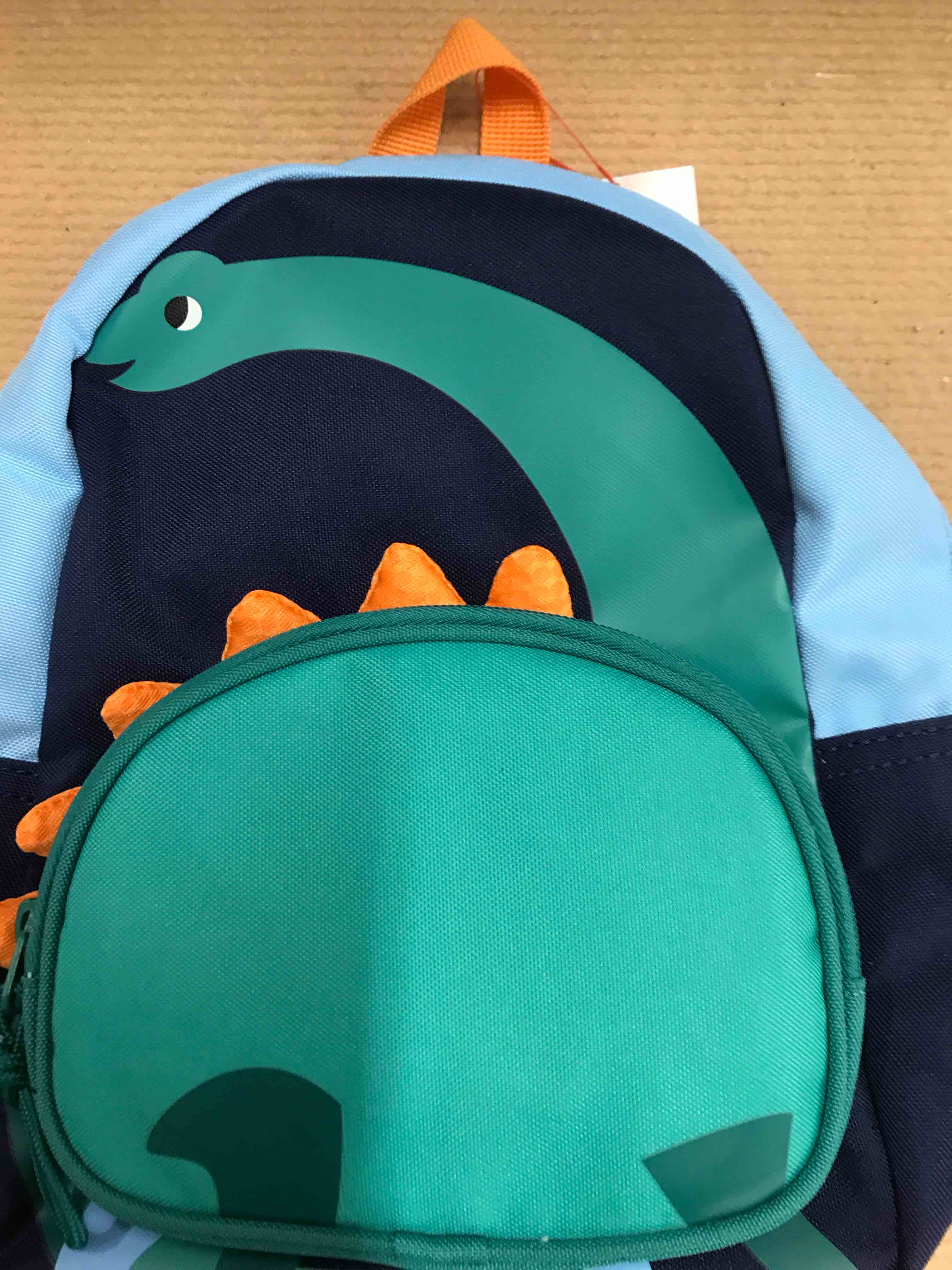 Condition photo showing New/Like New for Toddler Dino Mini Backpack - Cat & Jack™: Kindergarten Dinosaur Pattern, Adjustable Straps, 2-5 Years, 5.4L Capacity