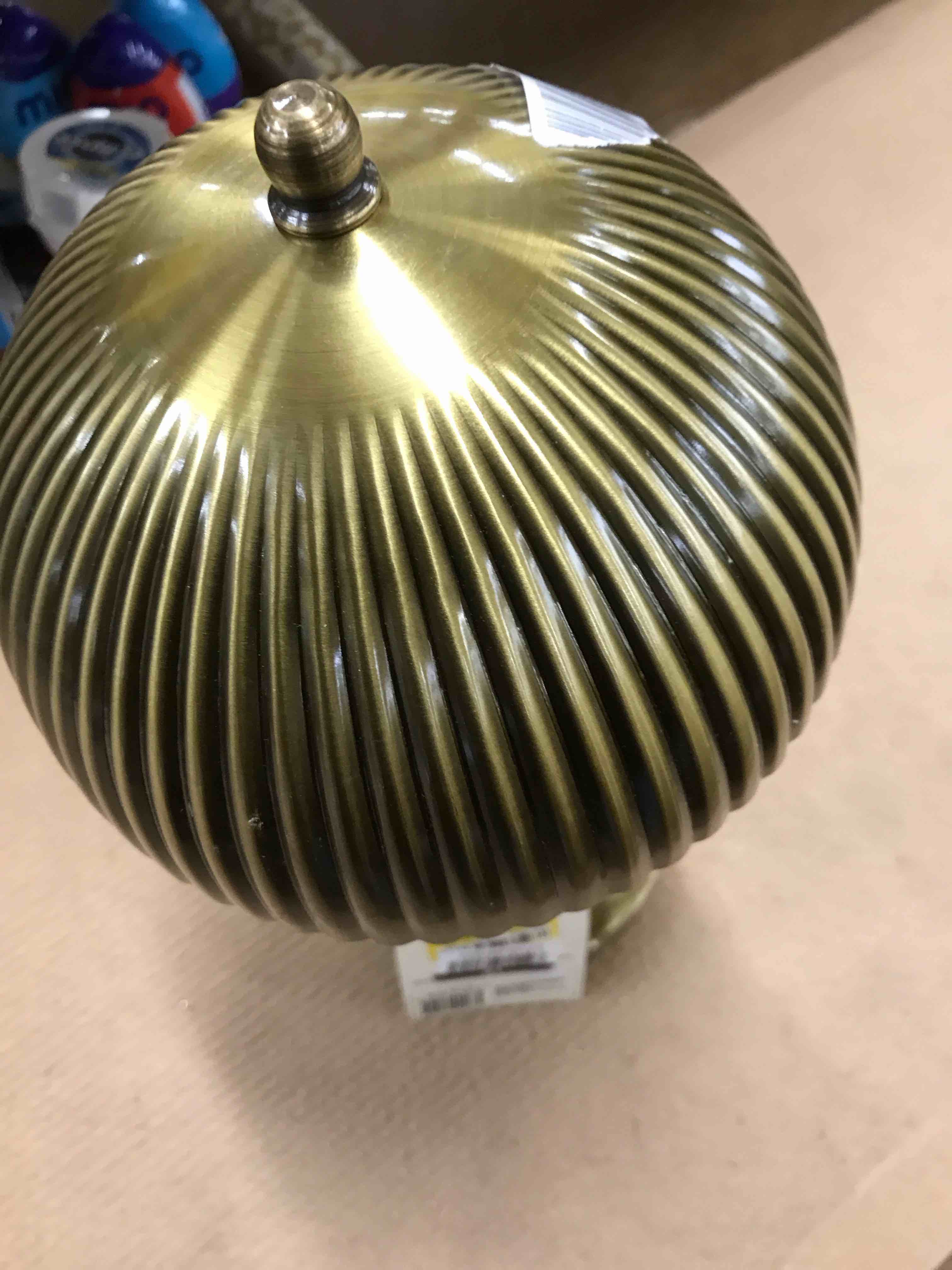 Condition photo showing As Is for 11.5" Fluted Metal Rechargeable Library Table Lamp Brass (Includes LED Light Bulb) - Hearth & Hand™ with Magnolia