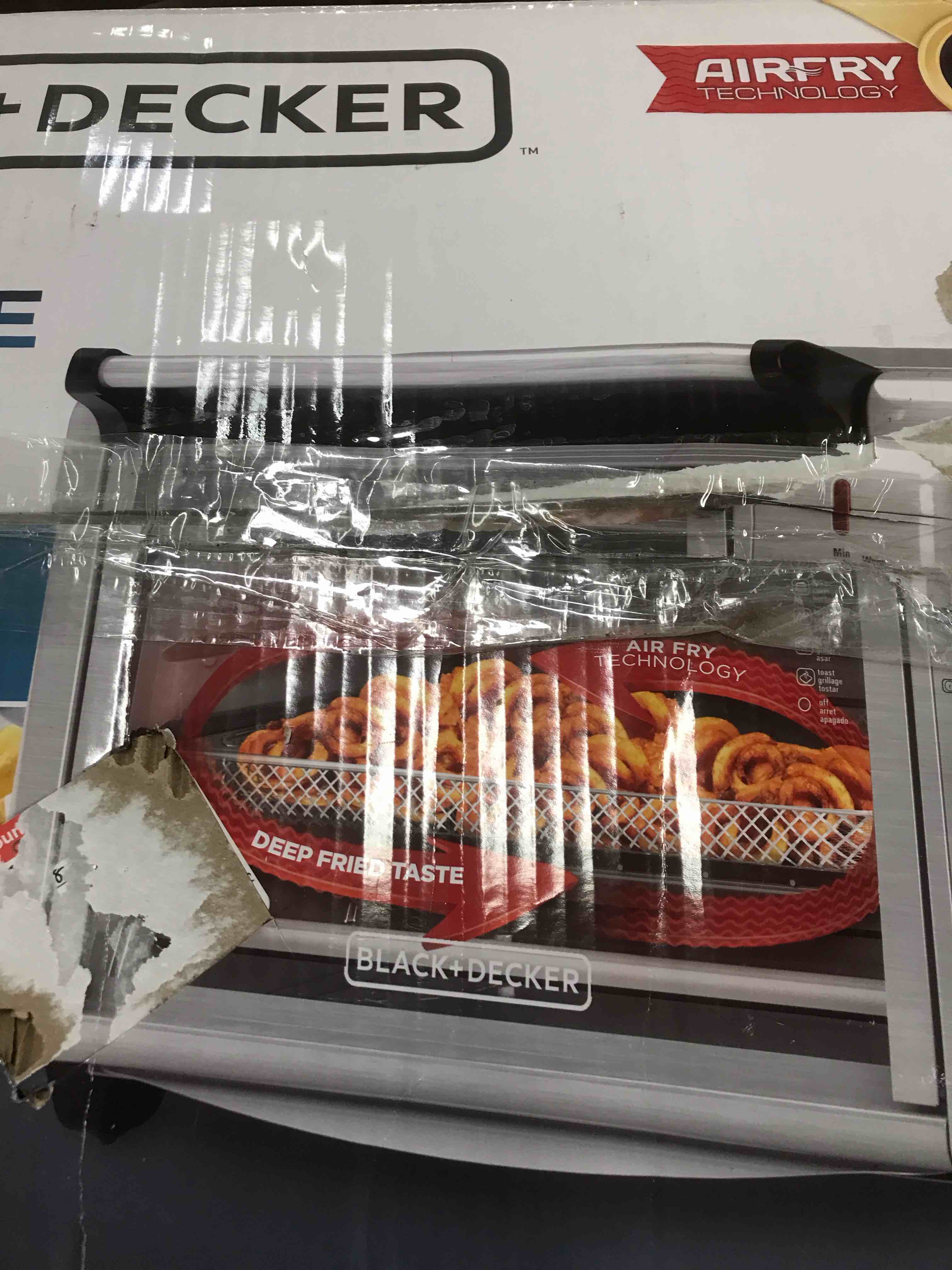 Condition photo showing As Is for BLACK+DECKER 6-Slice Crisp 'N Bake Air Fry Toaster Oven, TO3215SS, 5 Cooking Functions, 60 Minute Timer, Stainless Steel